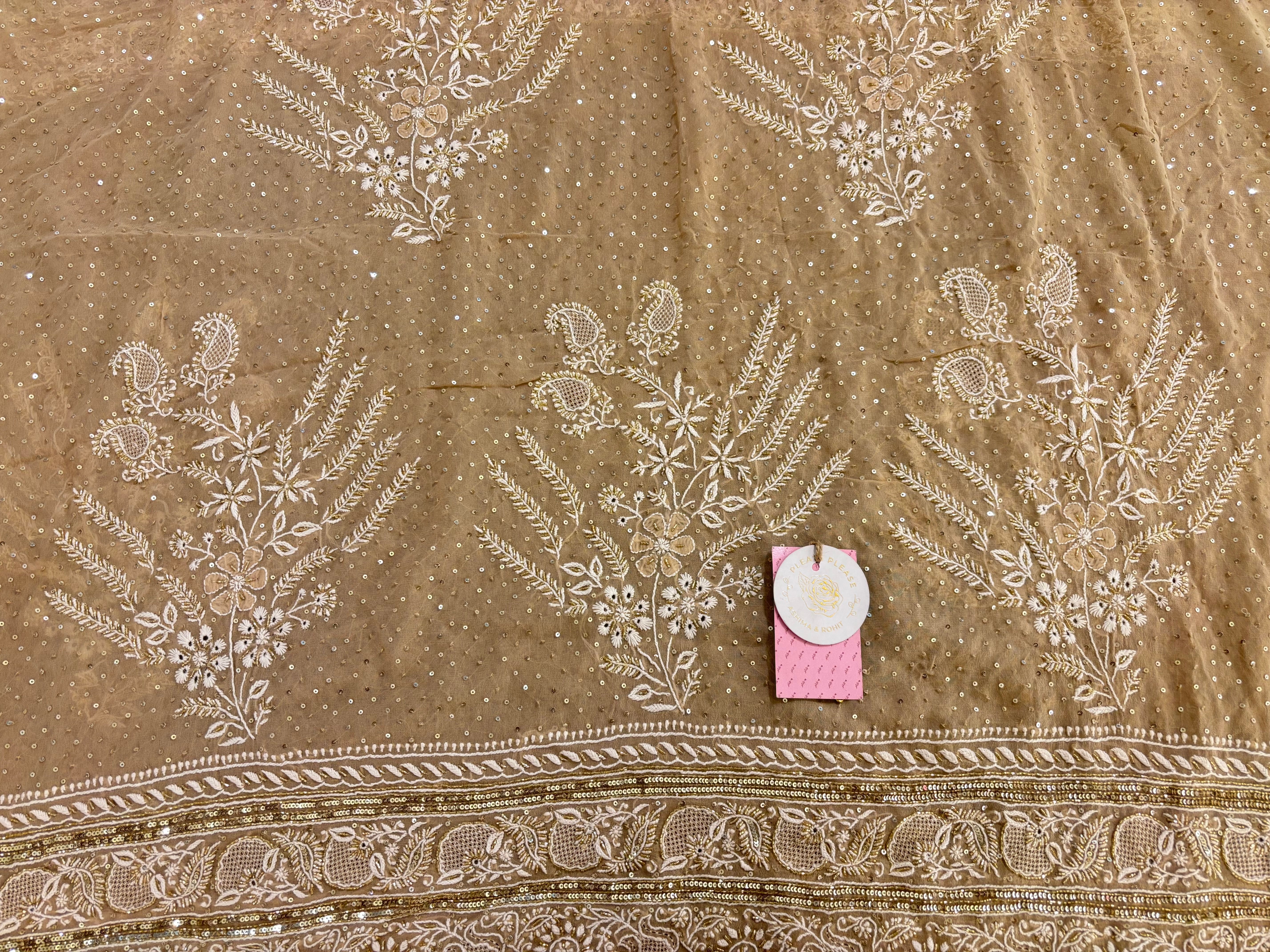 Taupe Pure & Premium Georgette Chikankari Kurta & Dupatta