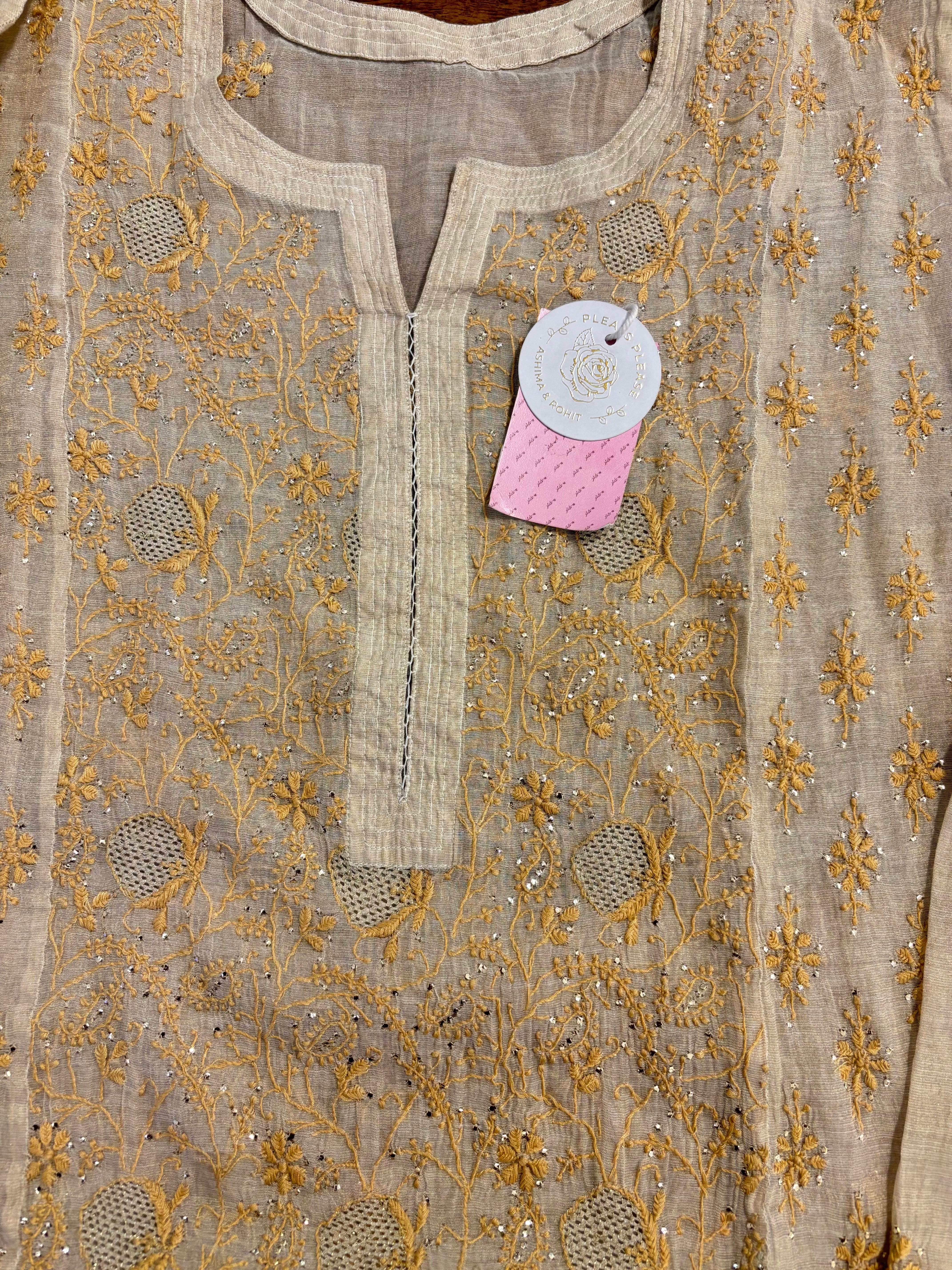 Dyeable Pure & Premium Tissue Chikankari Kurta & Dupatta - Pleats PleaseChikankari