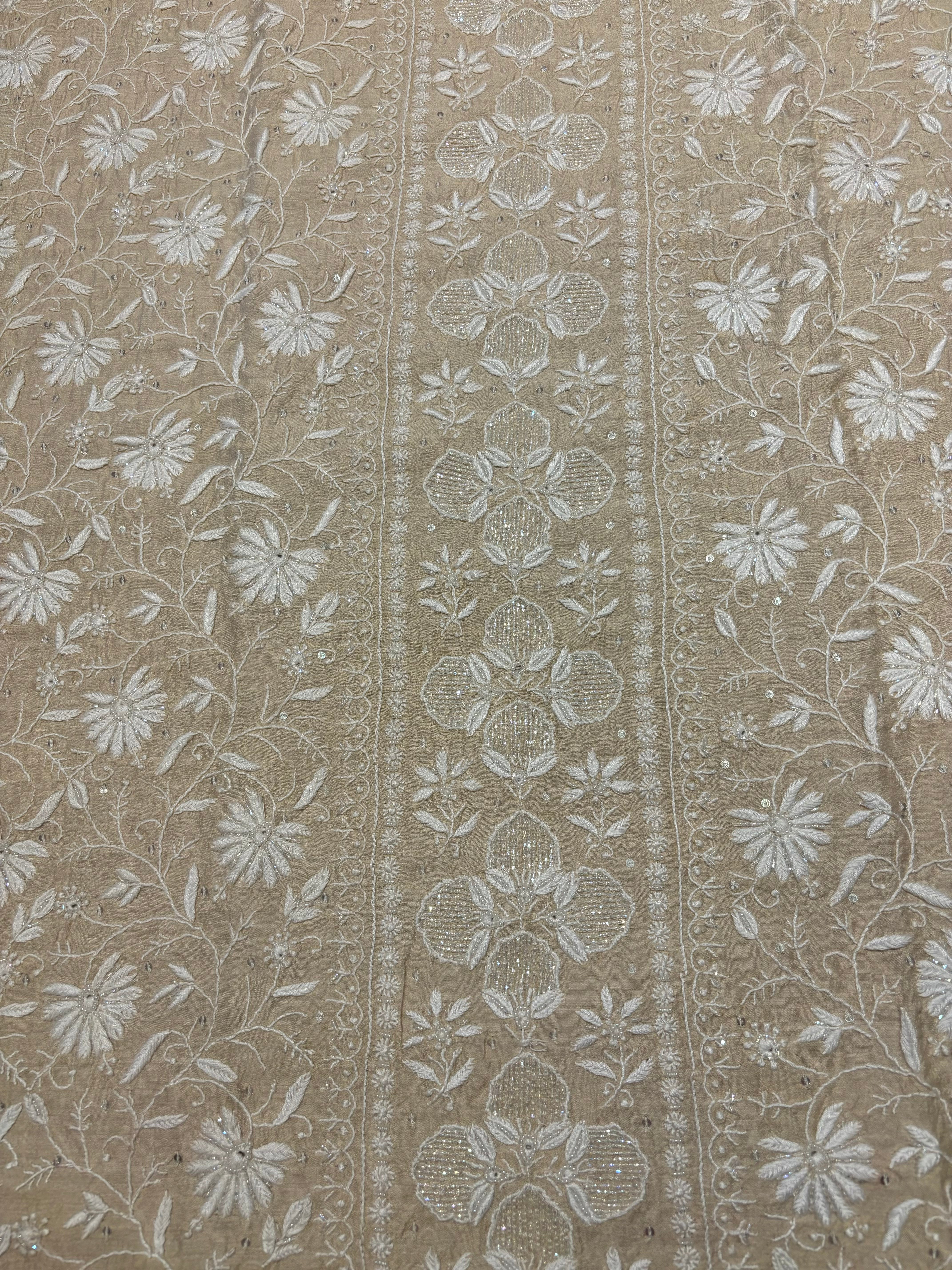 Dyeable Silk Chikankari Kurta and dupatta