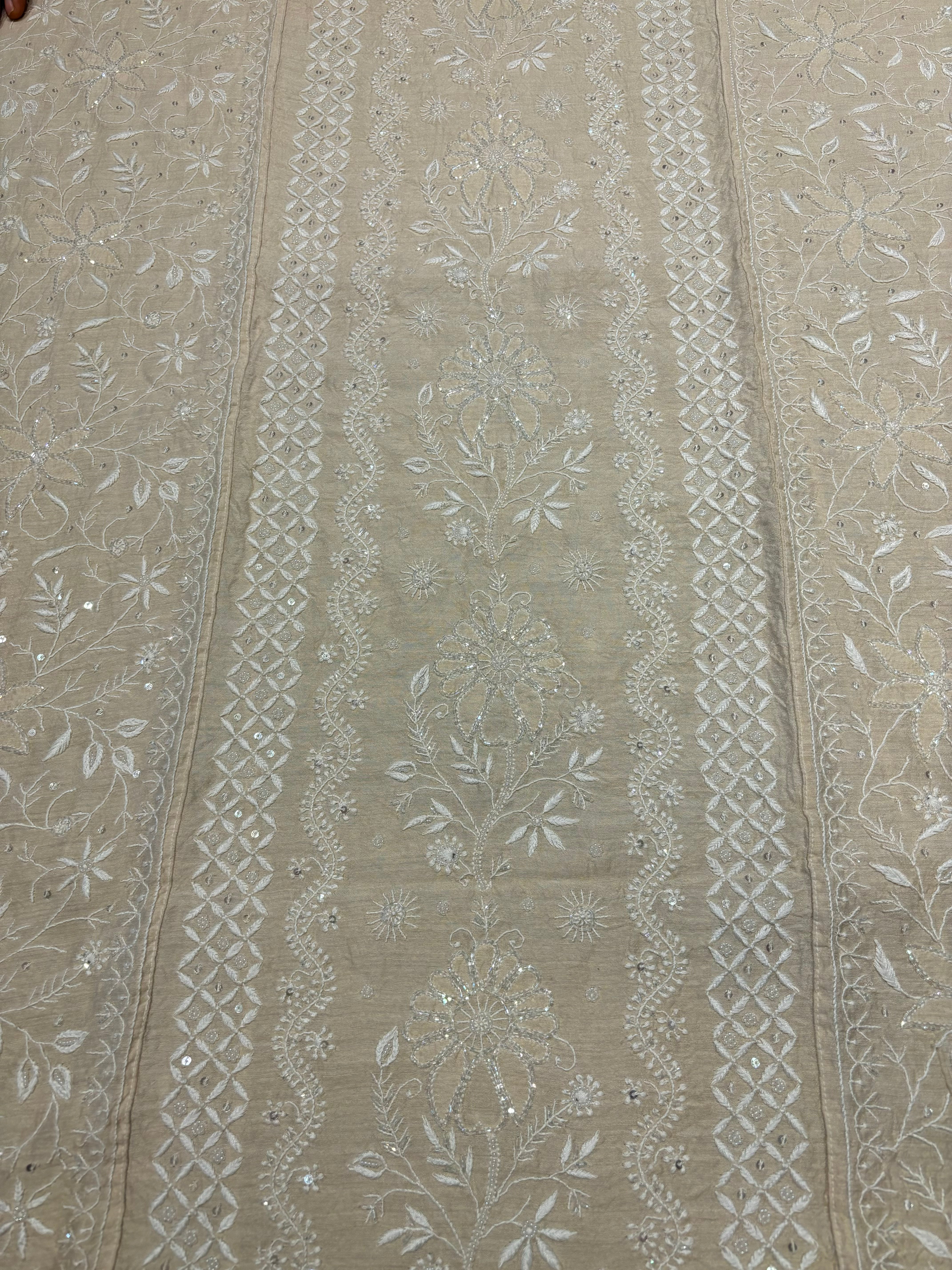 Dyeable Silk Chikankari Kurta and dupatta