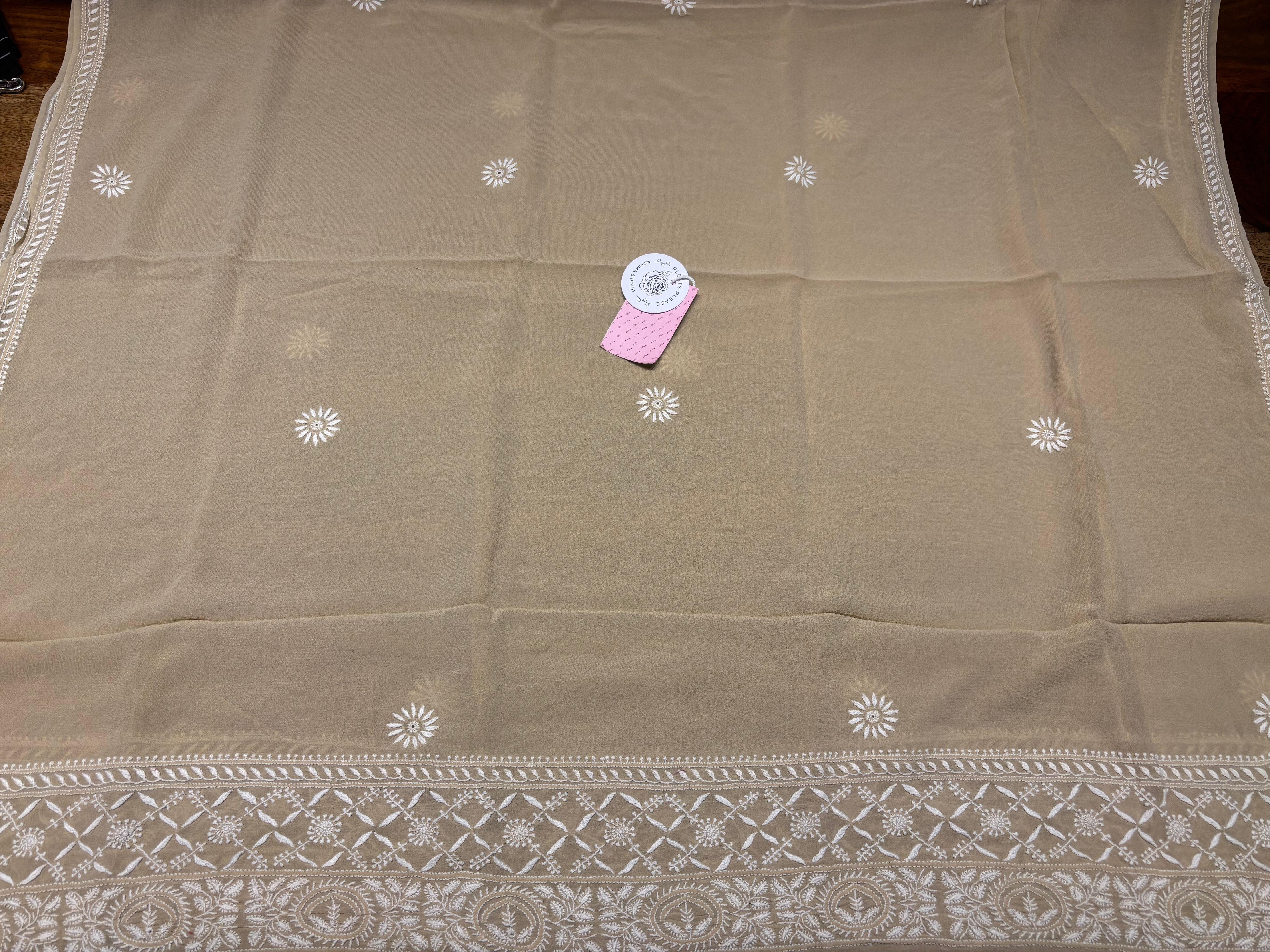 Coffee Beige Pure & Premium Georgette Chikankari Anarkali & Dupatta