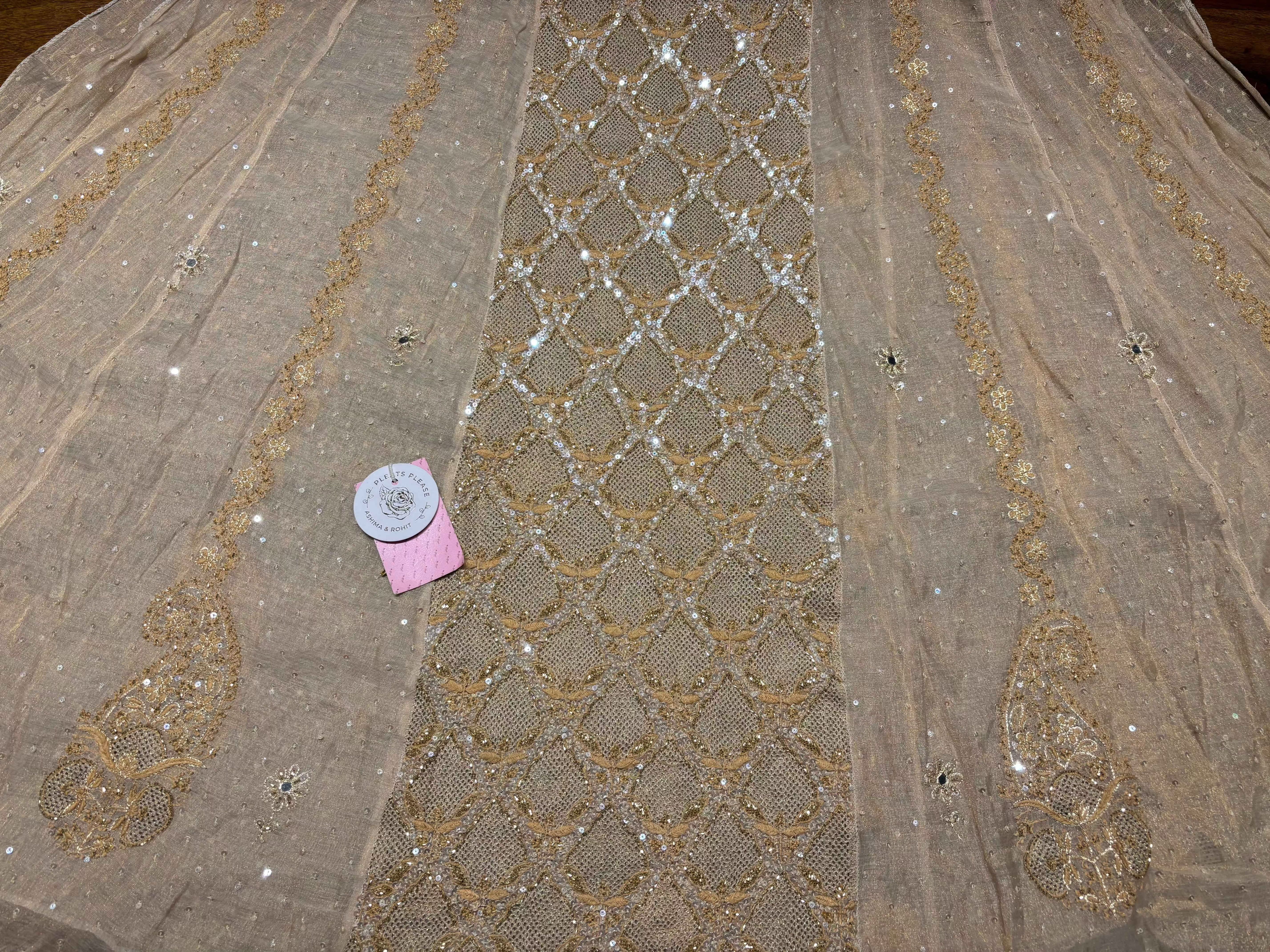Dyeable Natural Tissue Chikankari Anarkali and Dupatta - Pleats PleaseChikankari