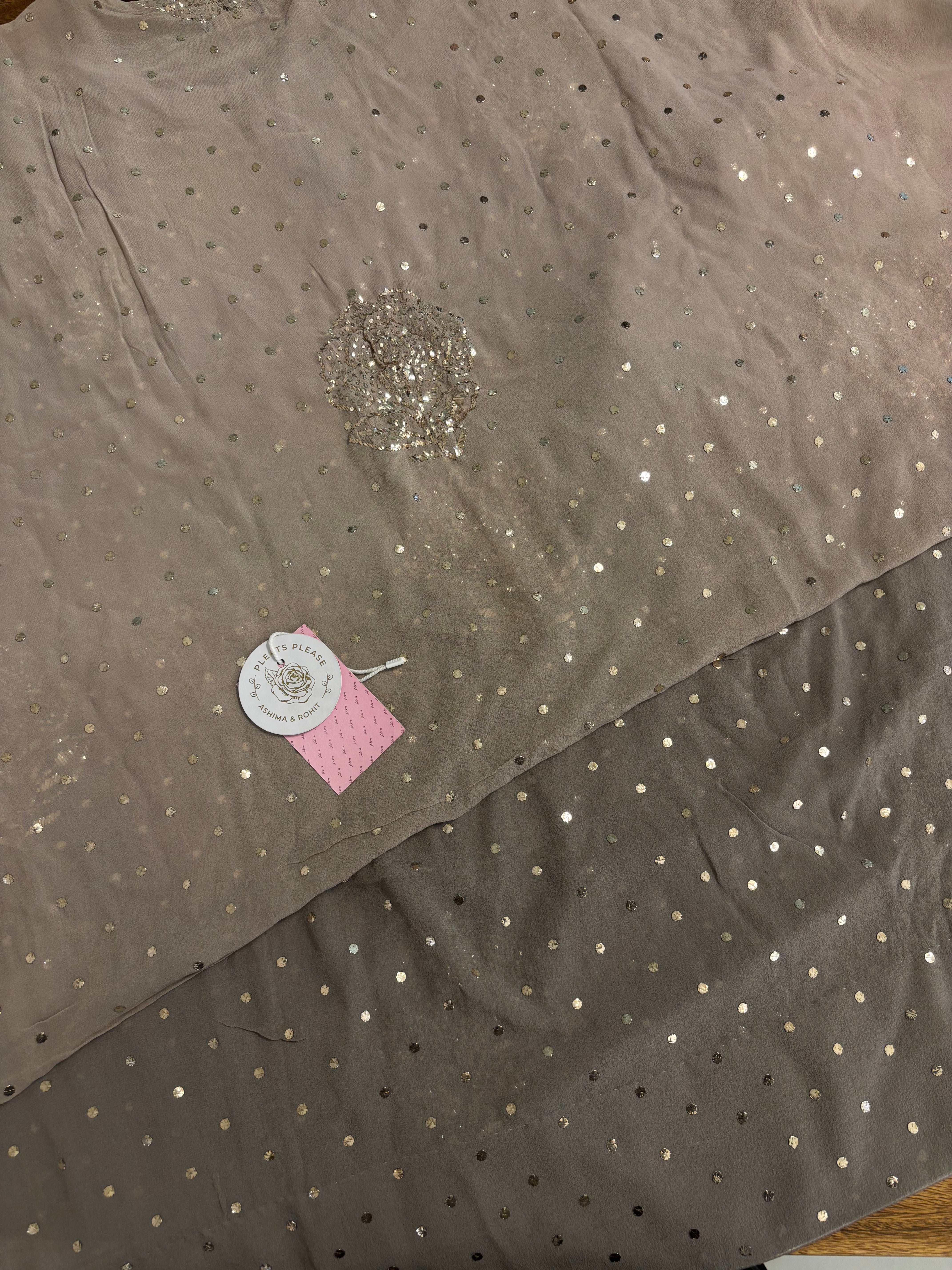 Ash Brown Ombre Pure & Premium Georgette Badla kurta & Dupatta