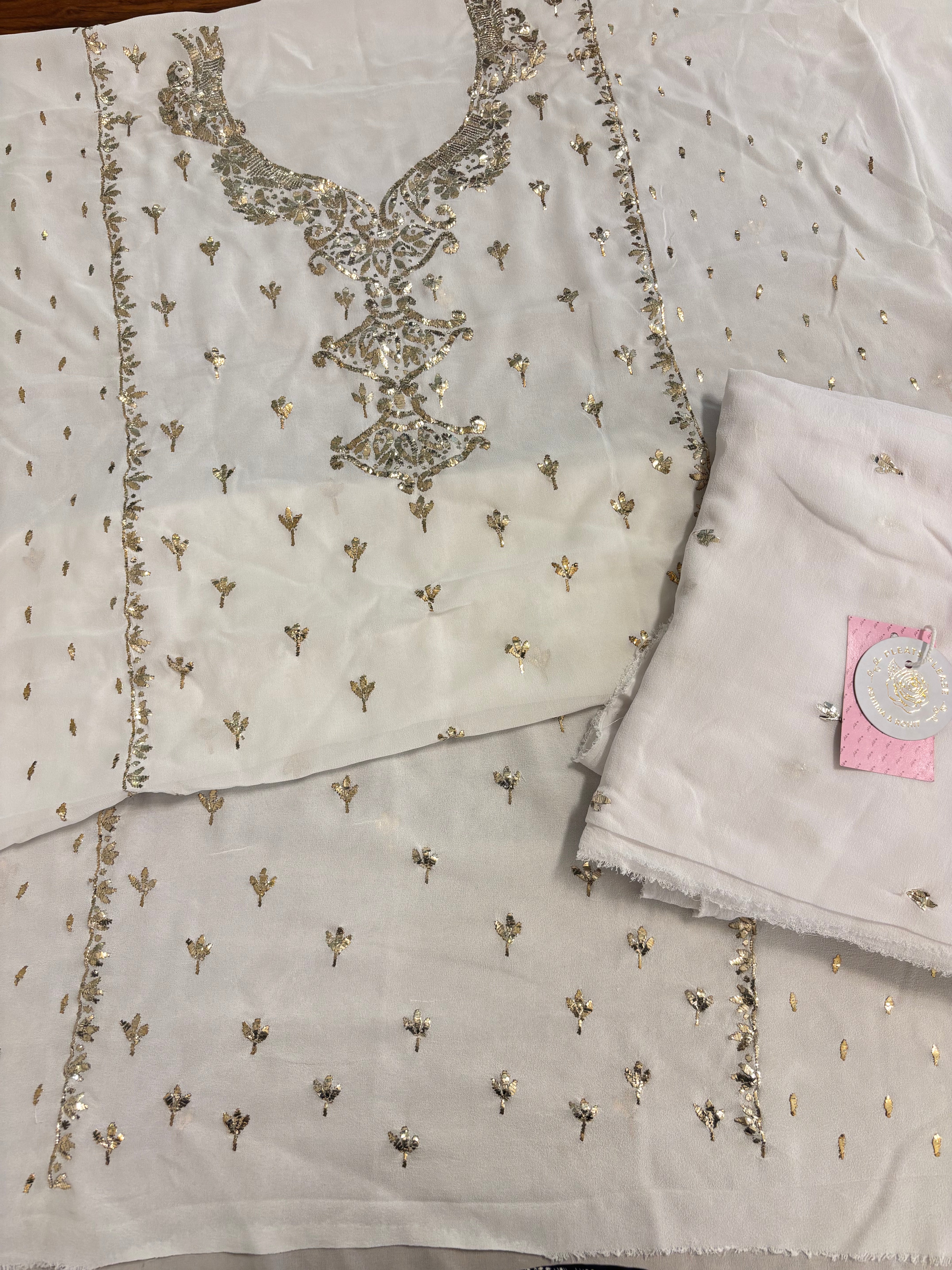 Dyeable Pure & Premium Badla Kurta & Dupatta