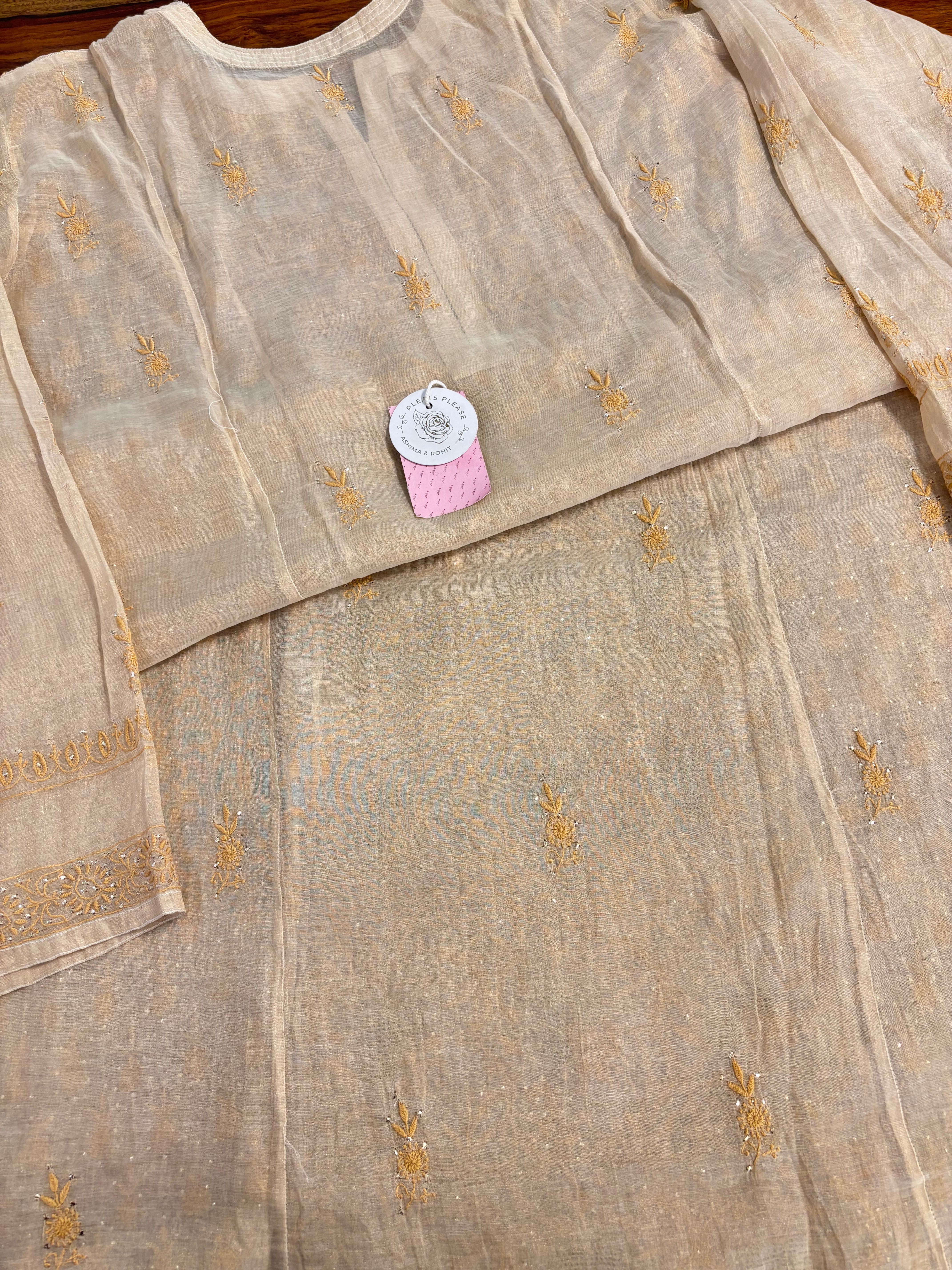 Dyeable Pure and Premium Tissue Chikankari Kurta & Dupatta