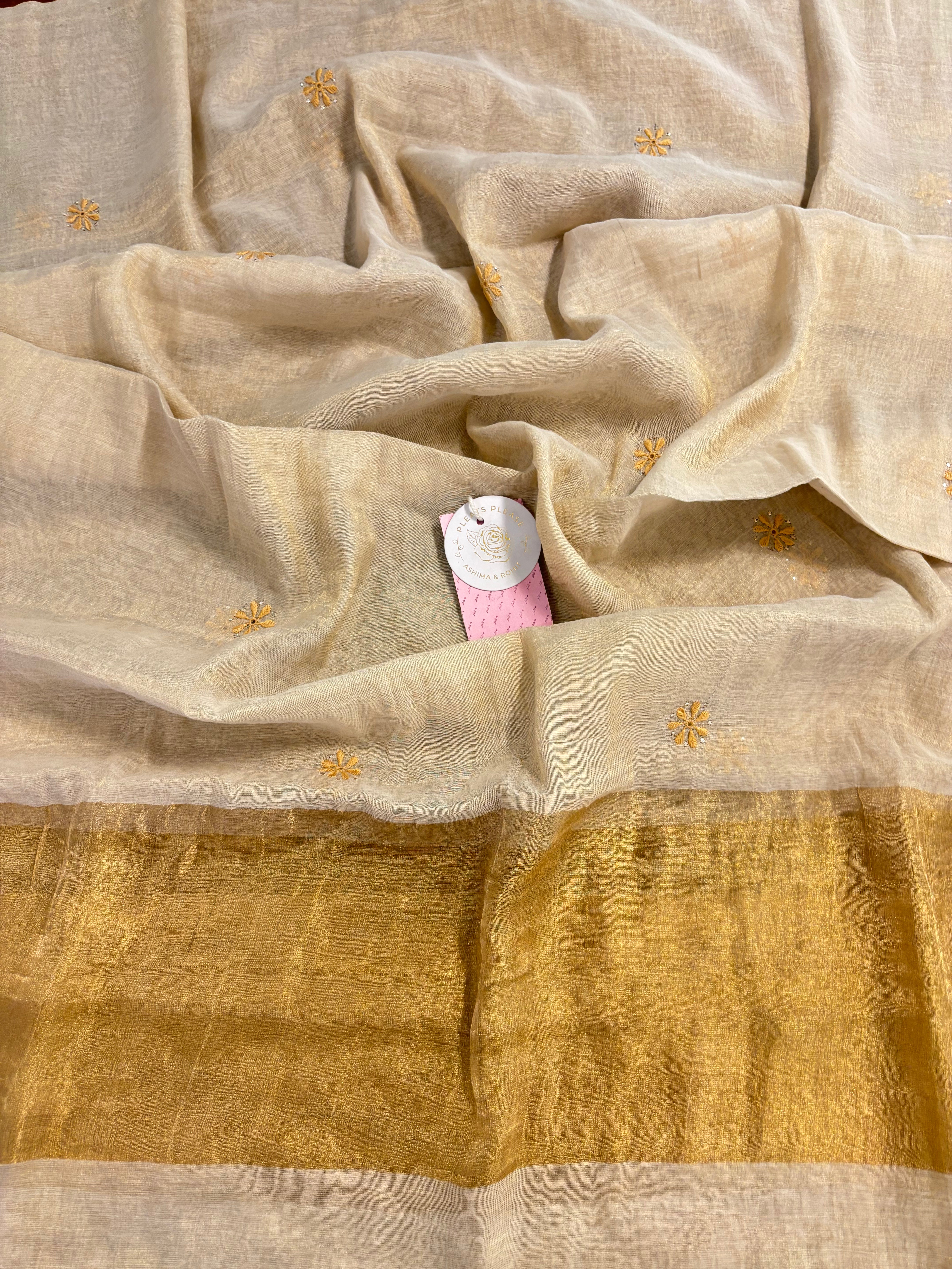 Dyeable Pure & Premium Tissue Chikankari Kurta & Dupatta - Pleats PleaseChikankari