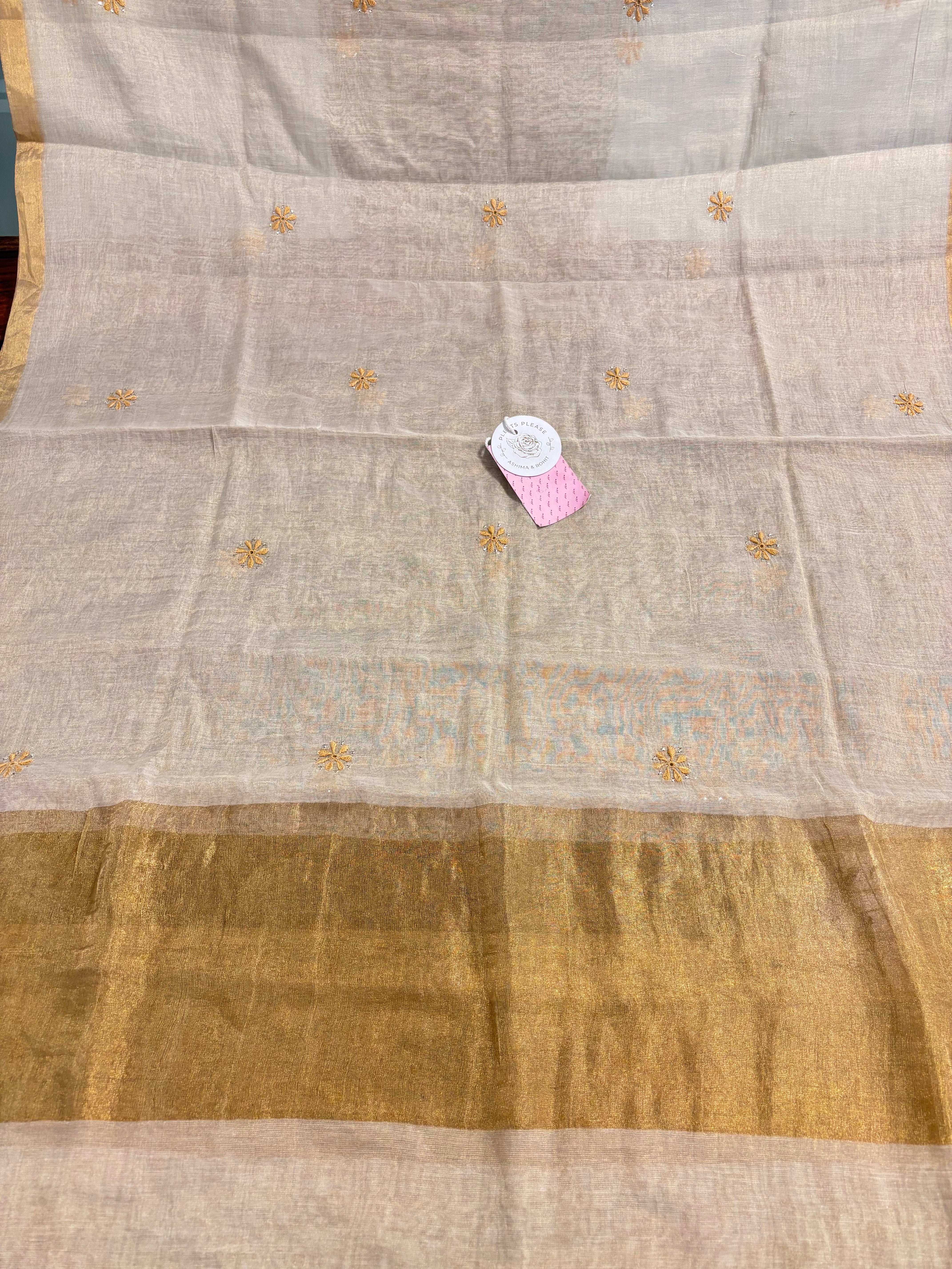 Dyeable Pure & Premium Tissue Chikankari Kurta & Dupatta - Pleats PleaseChikankari