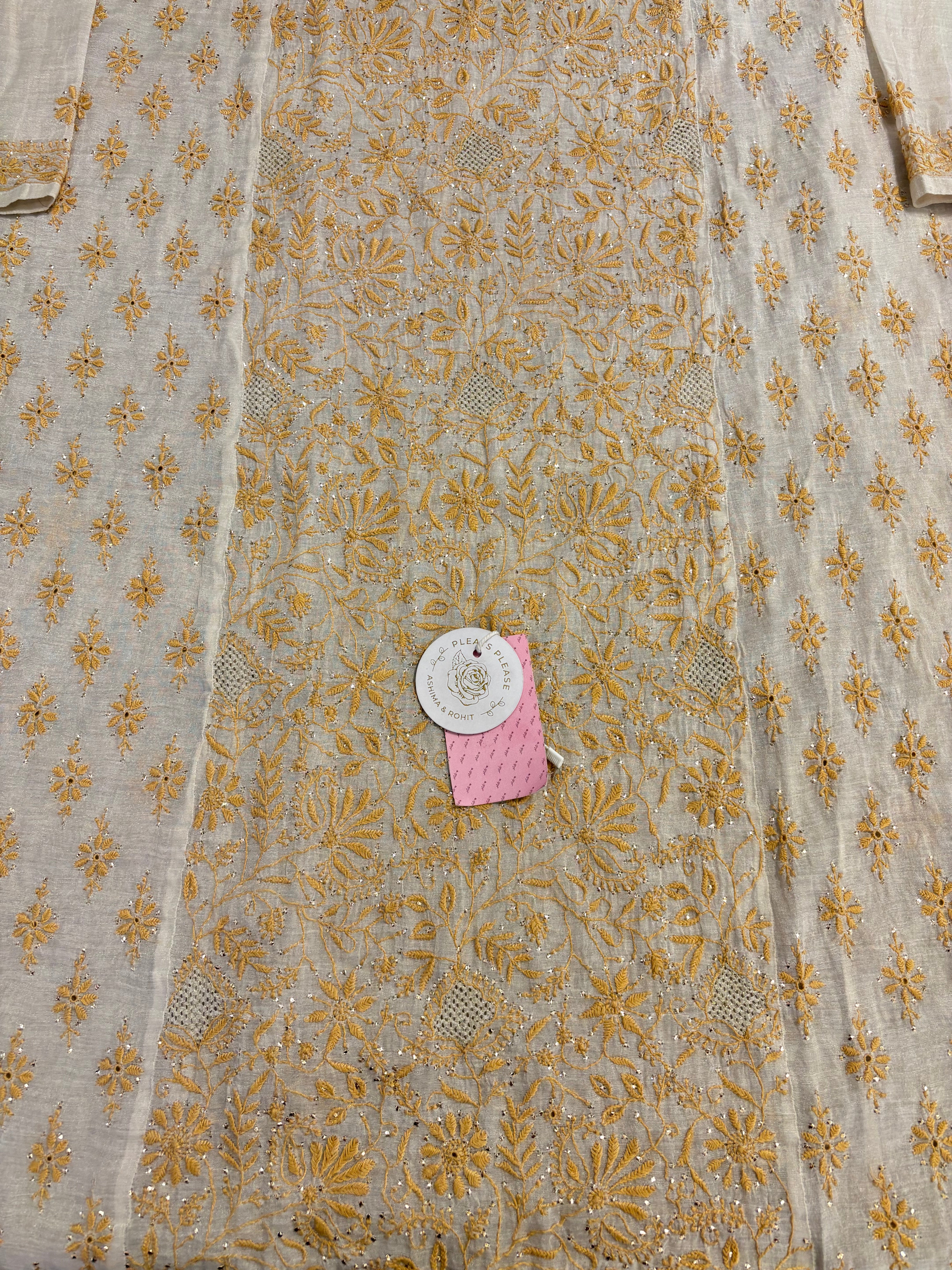Dyeable Pure & Premium Silver Tissue Chikankari Kurta & Dupatta set - Pleats PleaseChikankari
