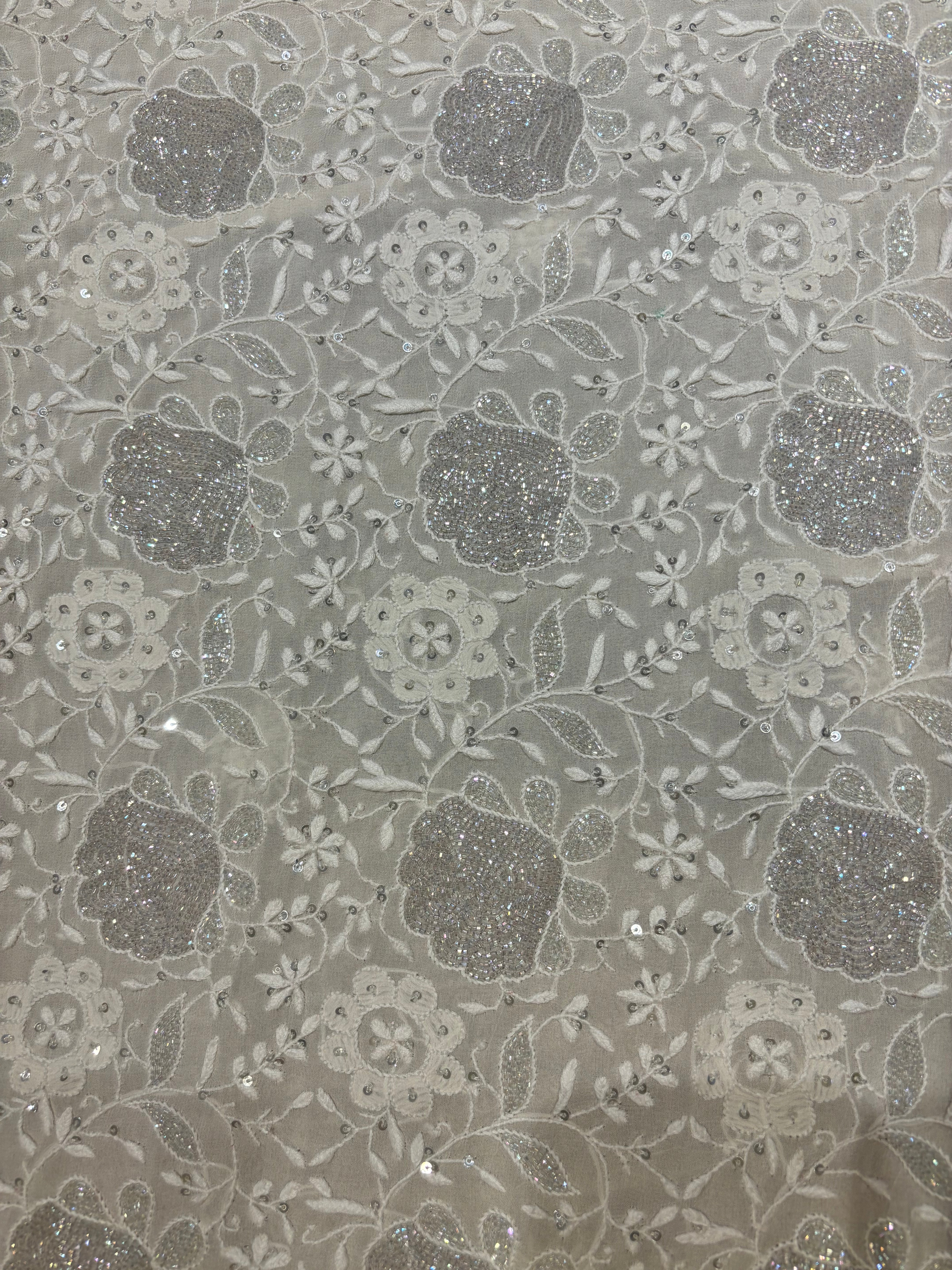 Dyeable Pure Georgette Chikankari Kurta and Dupatta Fabric