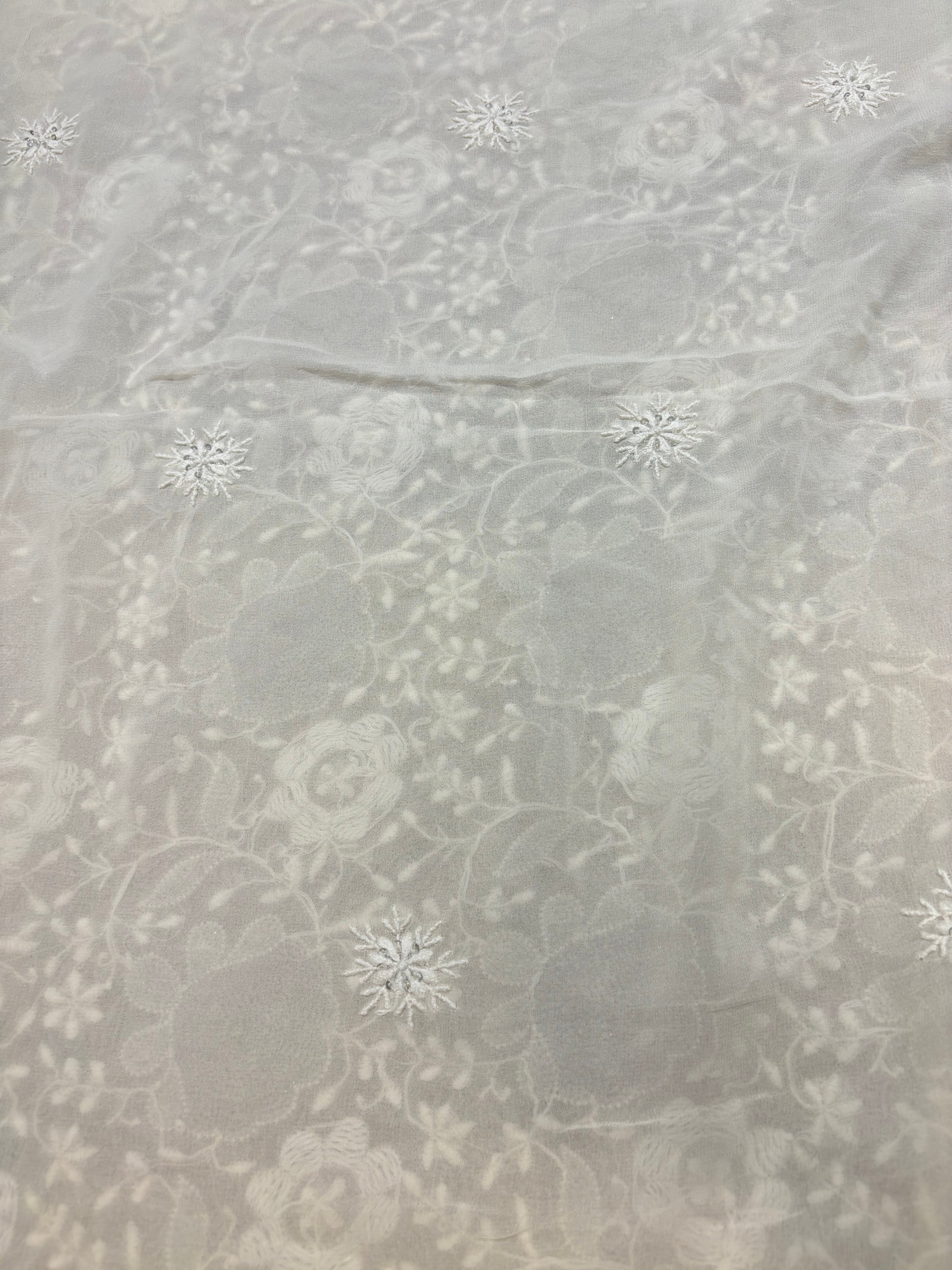 Dyeable Pure Georgette Chikankari Kurta and Dupatta Fabric