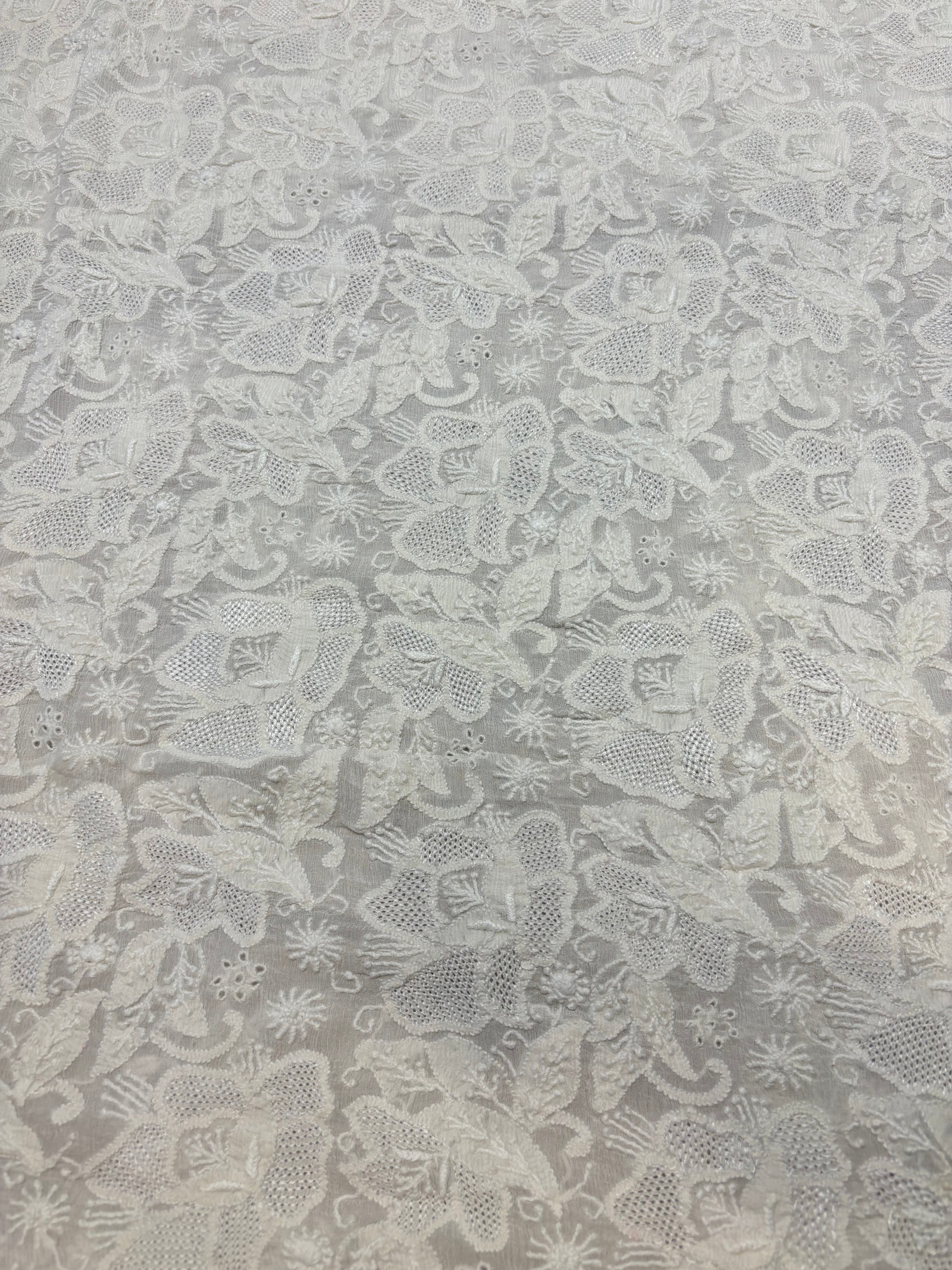 Dyeable Chiffon Chikankari Kurta and Dupatta Fabric