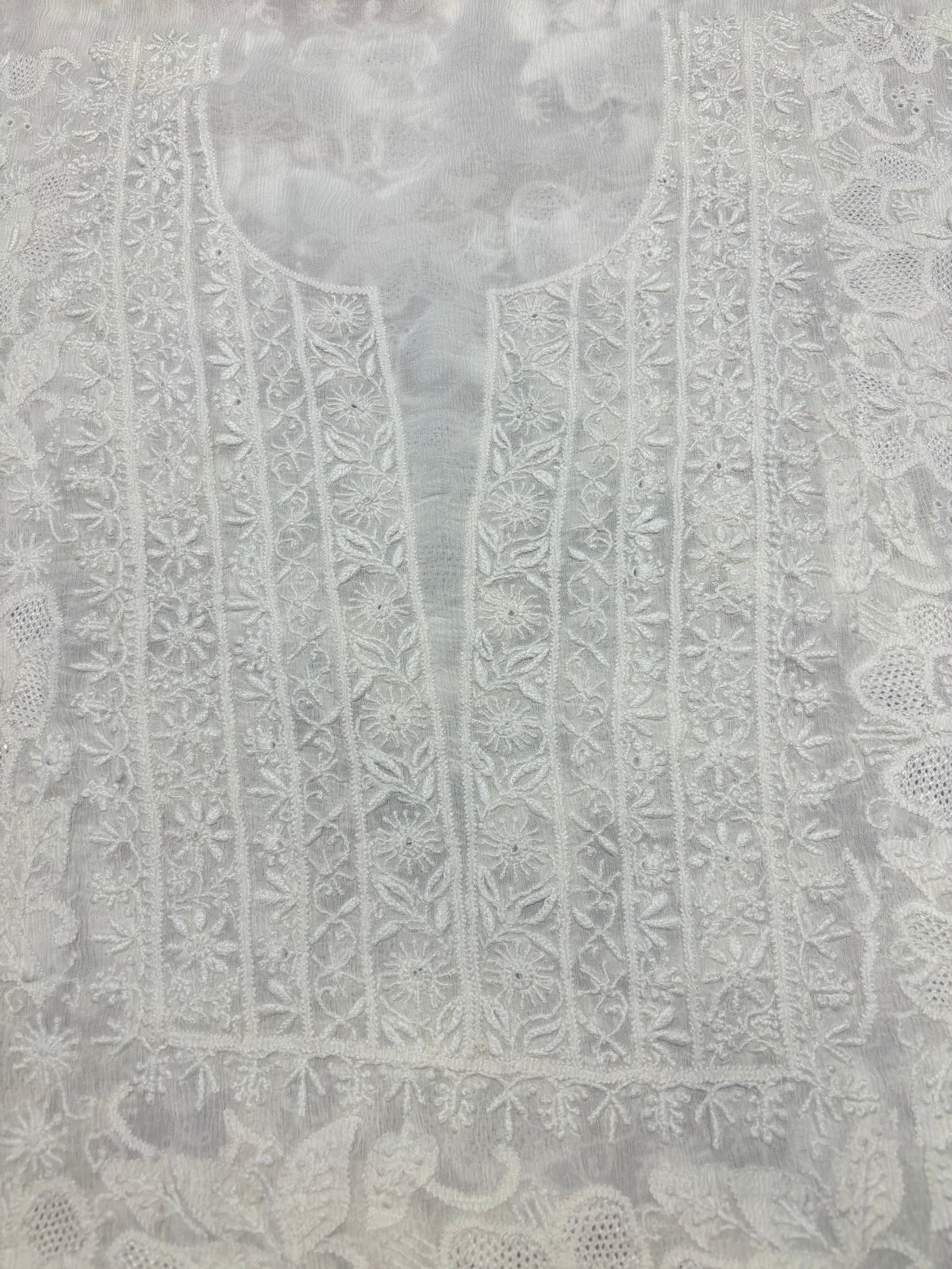 Dyeable Chiffon Chikankari Kurta and Dupatta Fabric