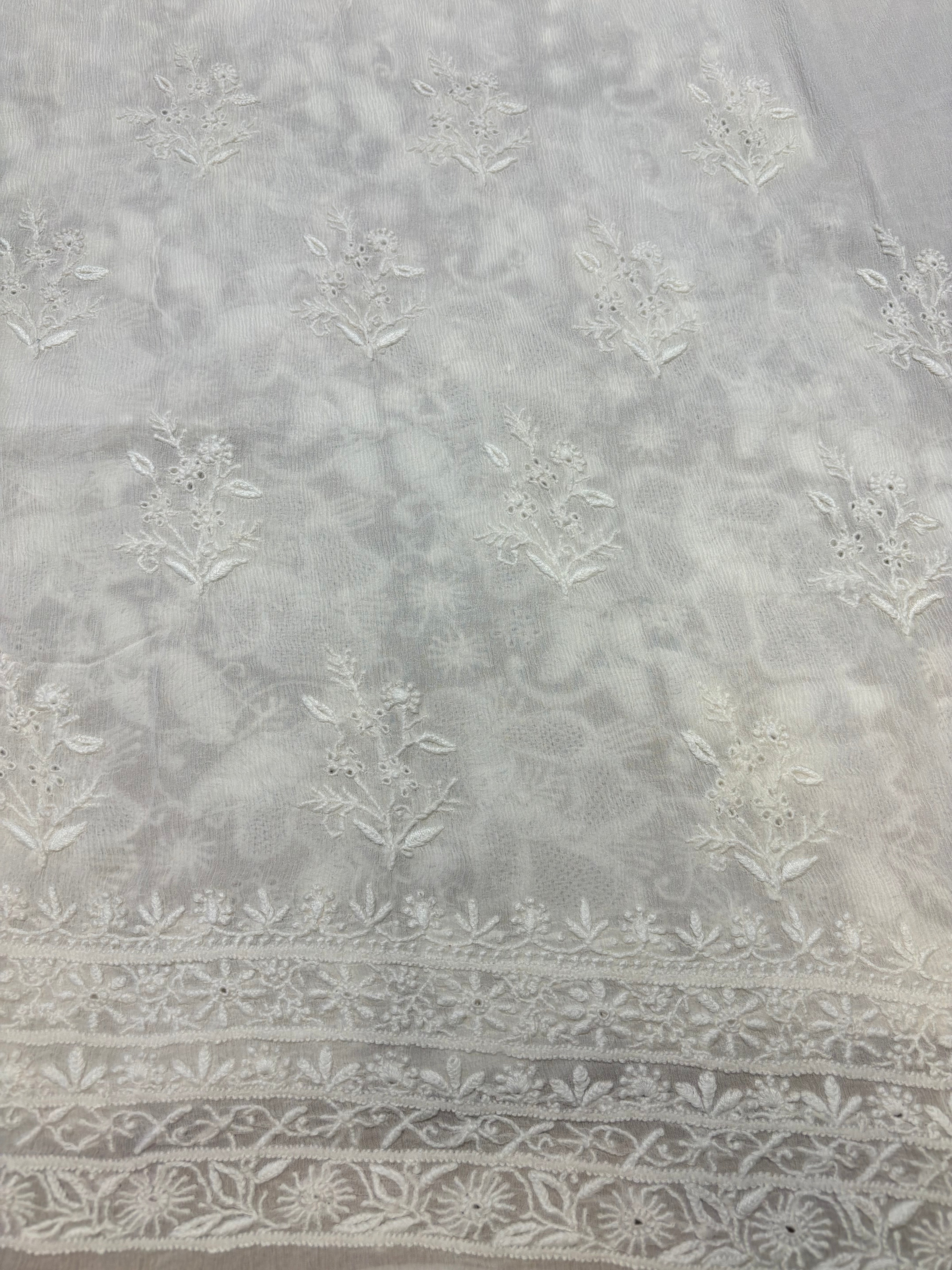 Dyeable Chiffon Chikankari Kurta and Dupatta Fabric