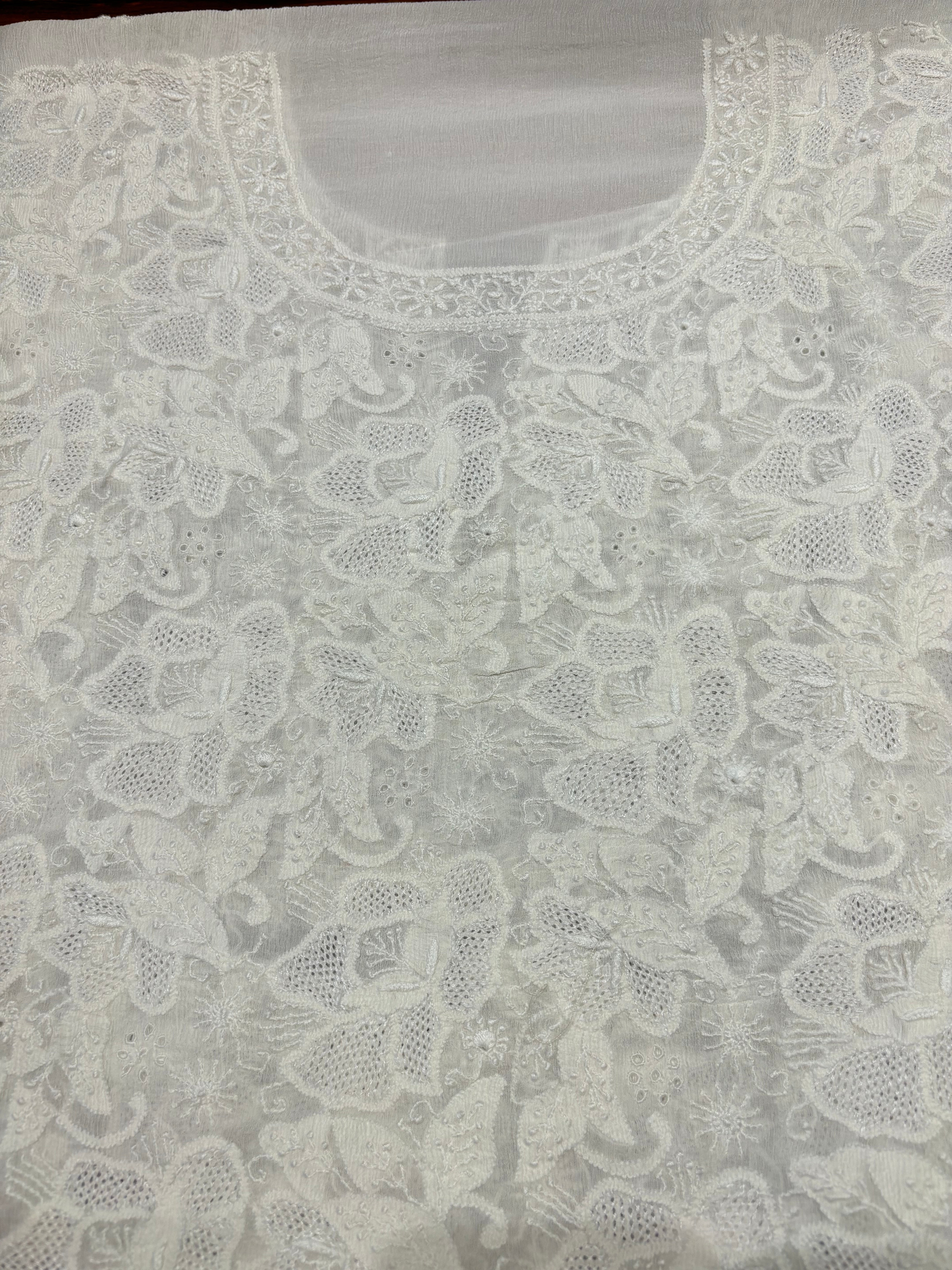 Dyeable Chiffon Chikankari Kurta and Dupatta Fabric