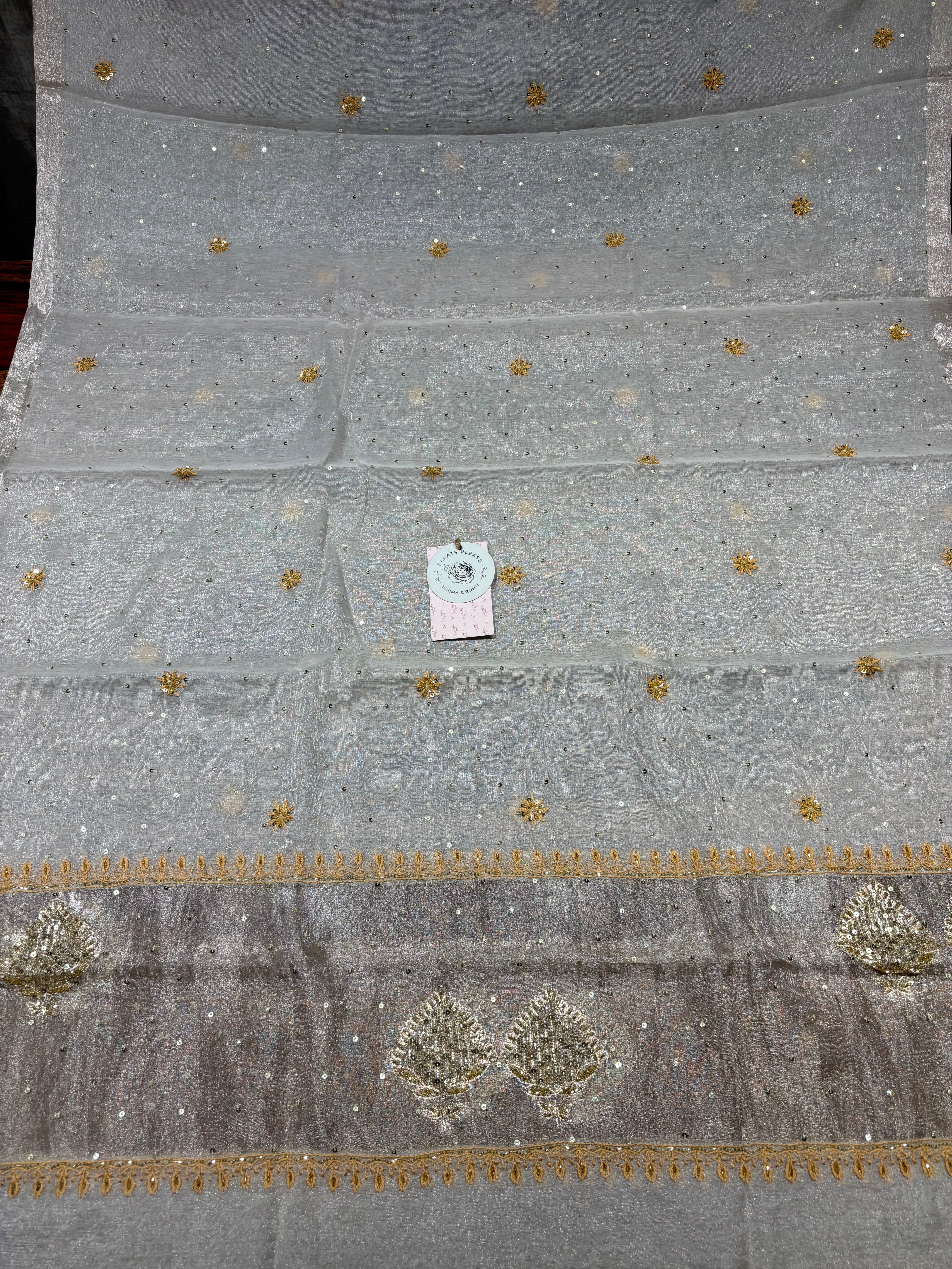 Dyeable Pure & Premium Silver Tissue A-Line Anarkali & Dupatta Set