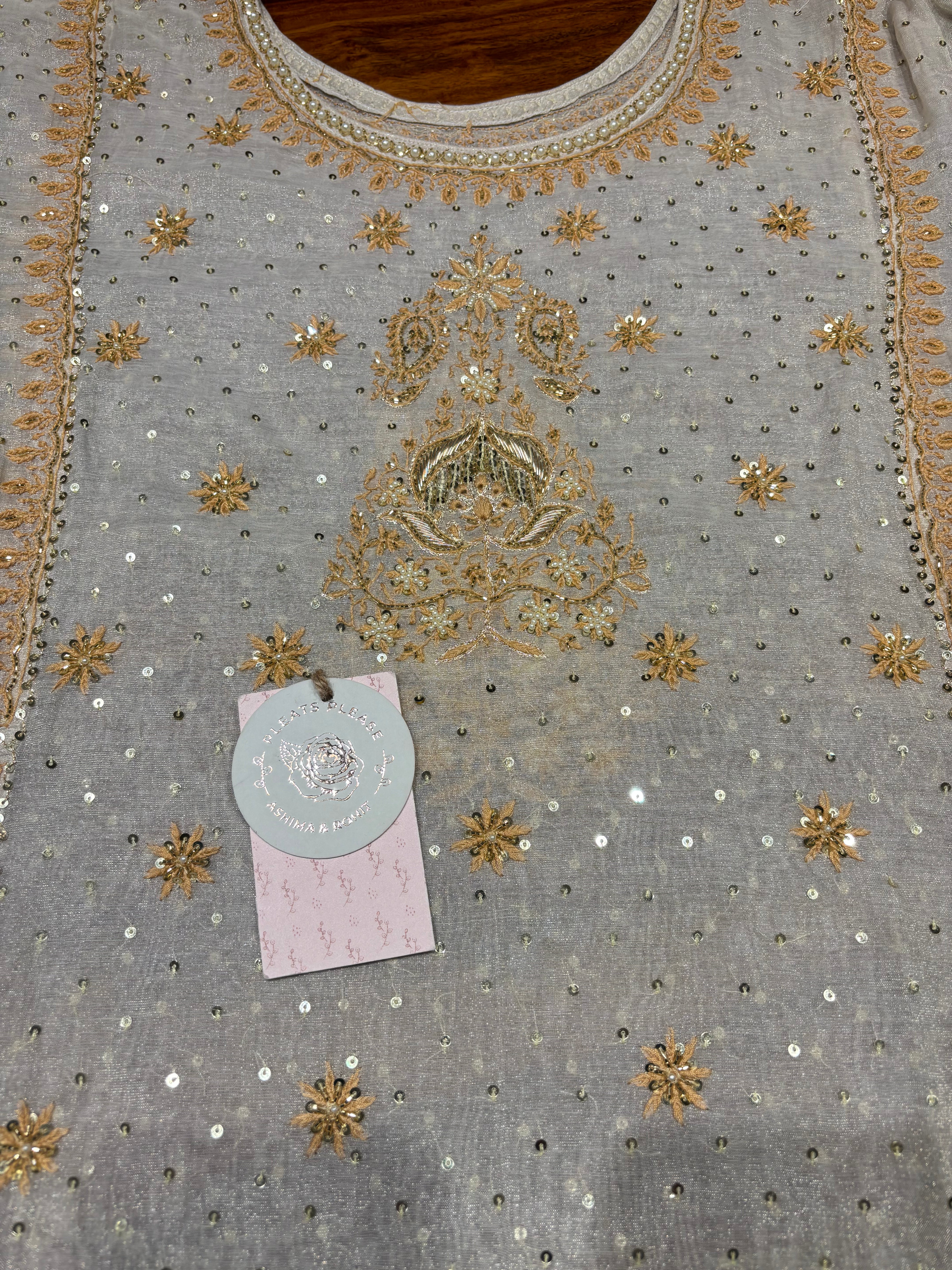 Dyeable Pure & Premium Silver Tissue A-Line Anarkali & Dupatta Set