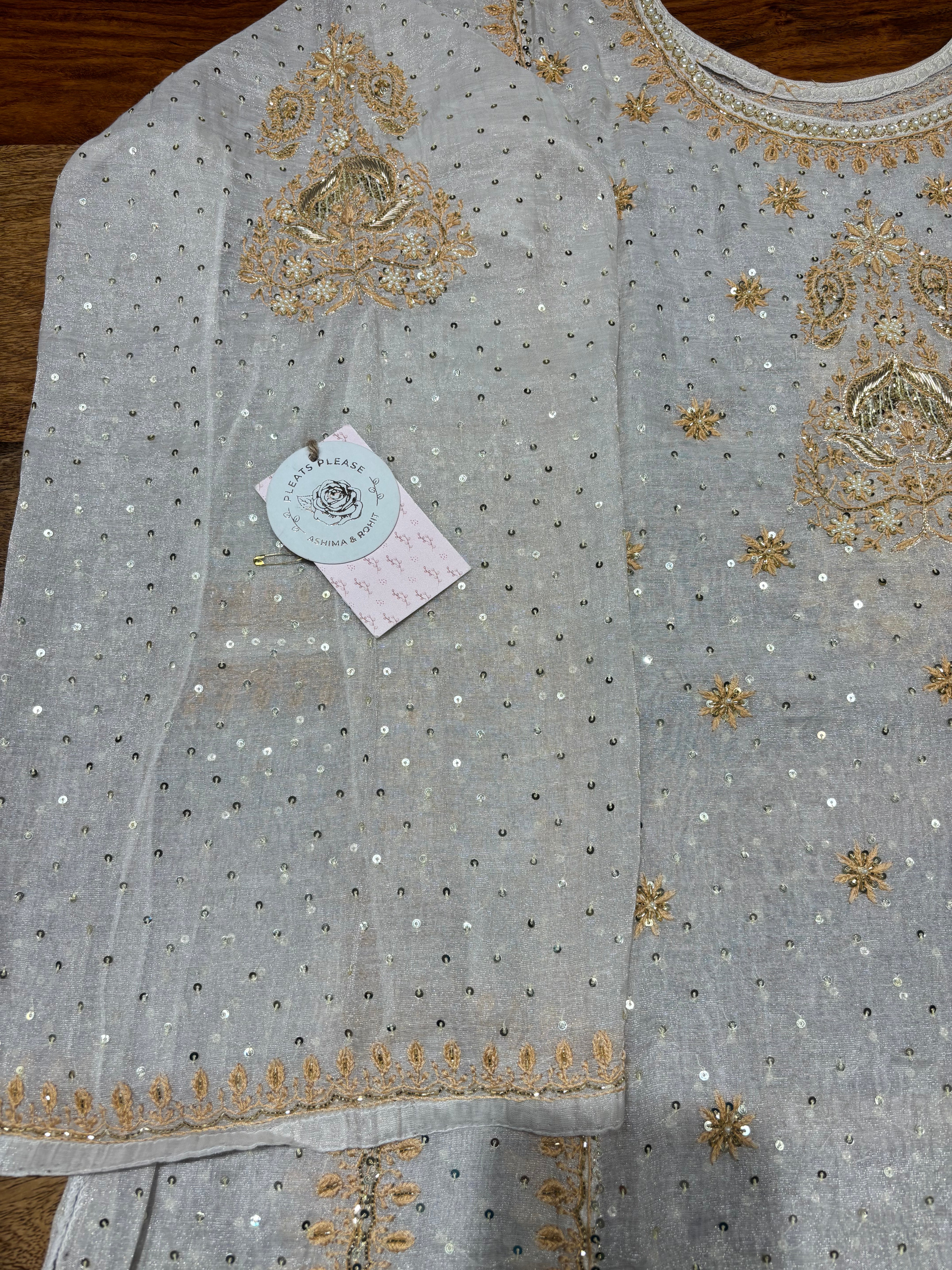 Dyeable Pure & Premium Silver Tissue A-Line Anarkali & Dupatta Set