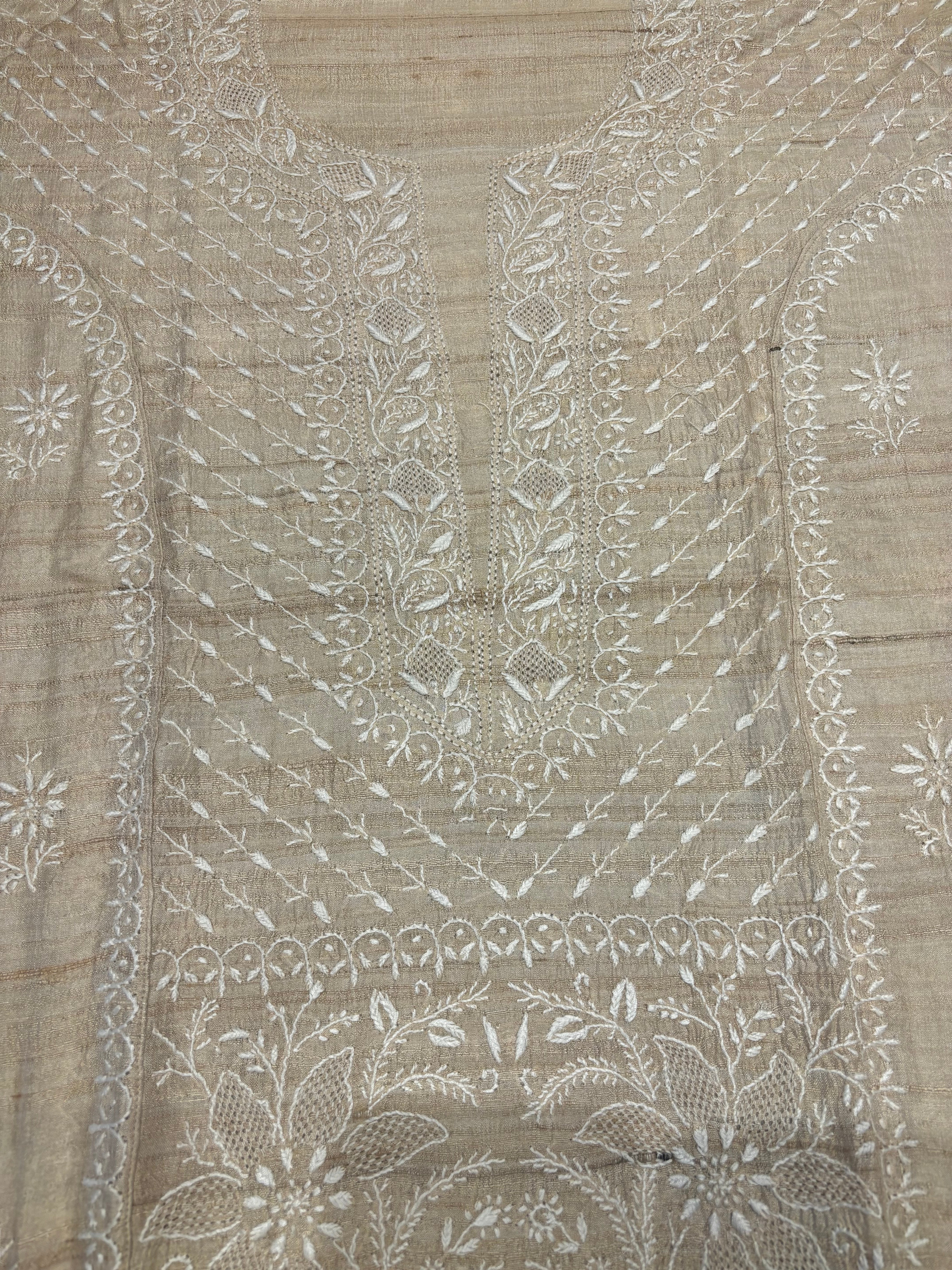 Dyeable Silk Chikankari Kurta and Dupatta