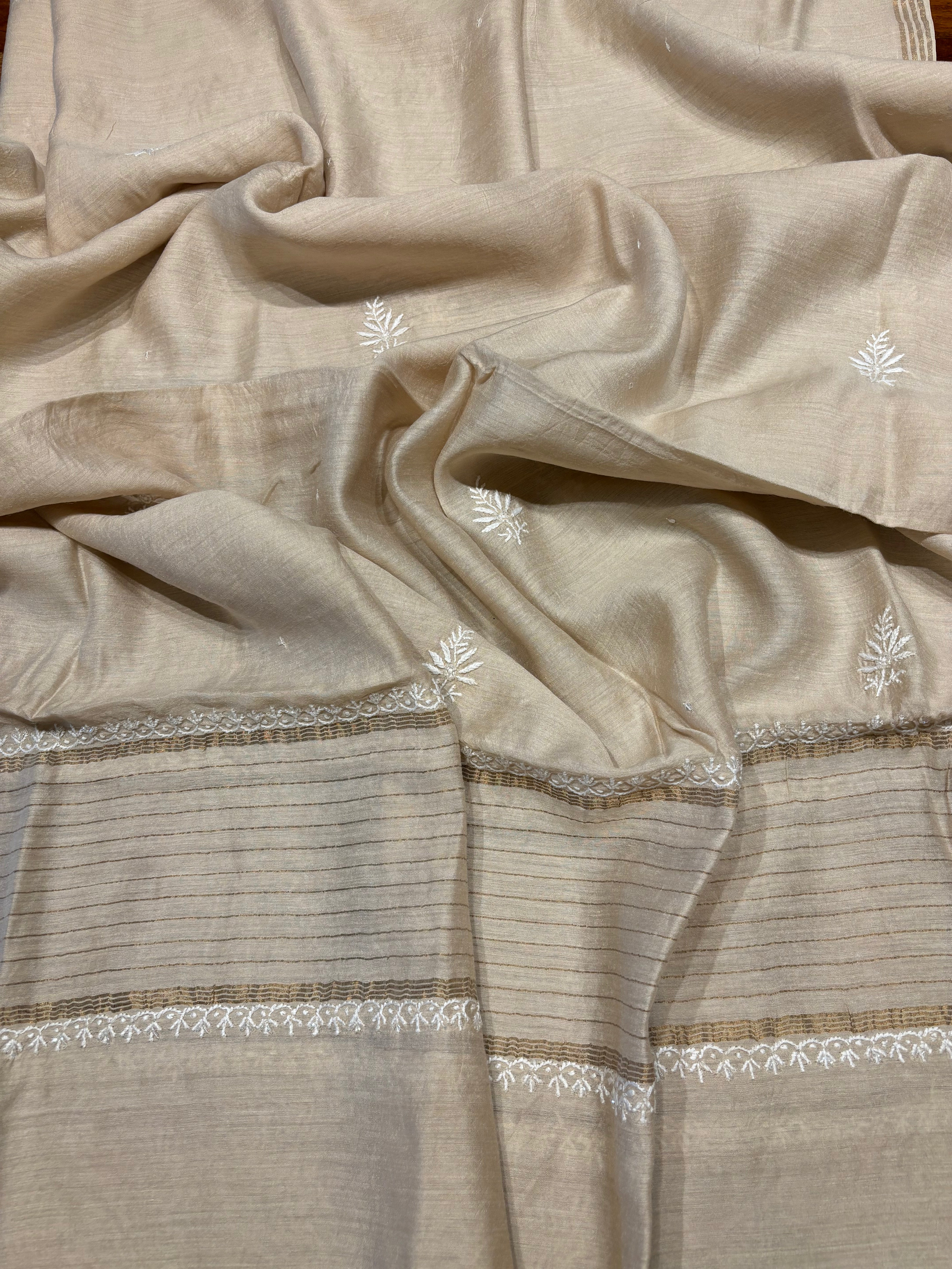Dyeable Silk Chikankari Kurta and dupatta