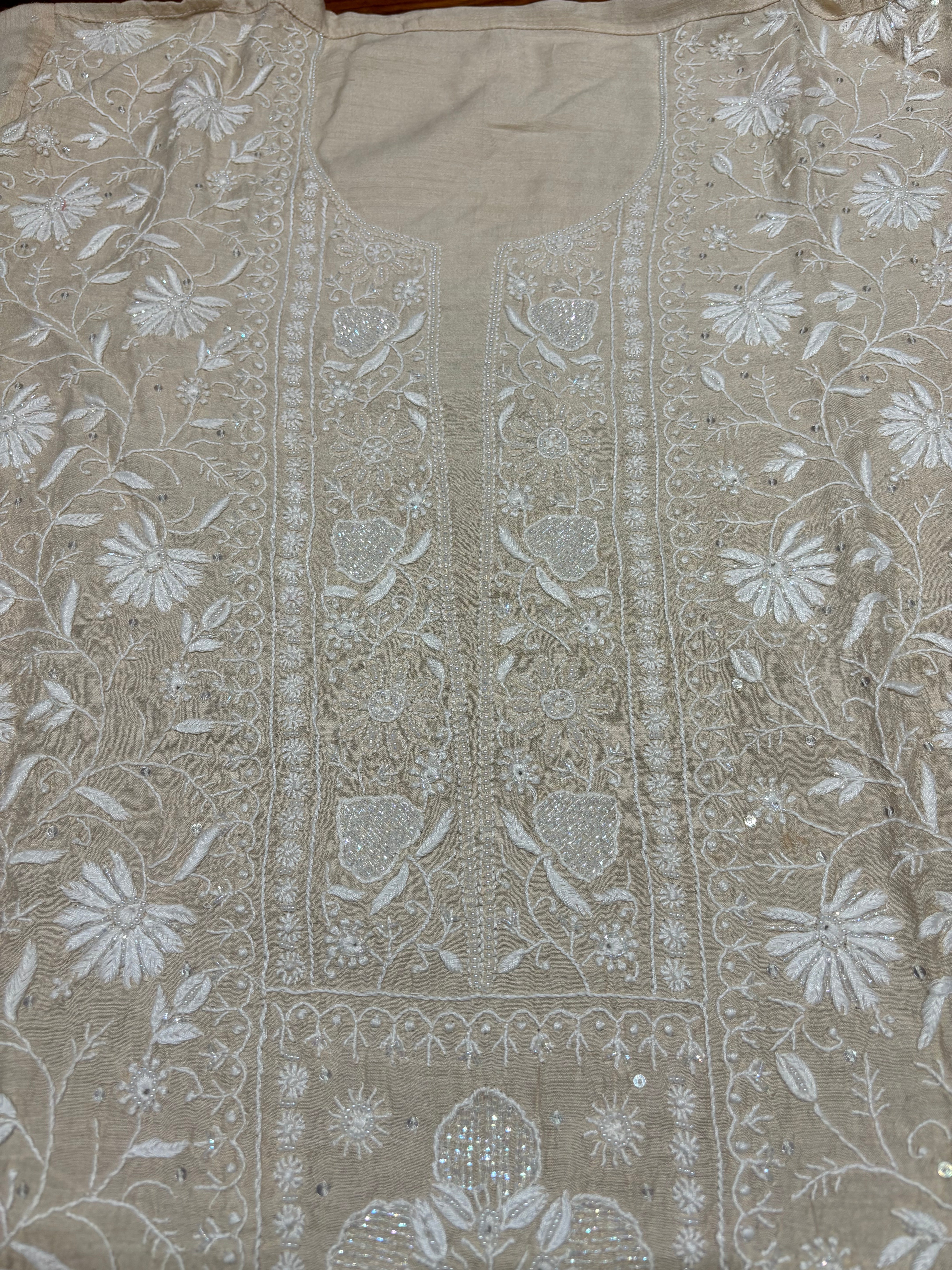 Dyeable Silk Chikankari Kurta and dupatta