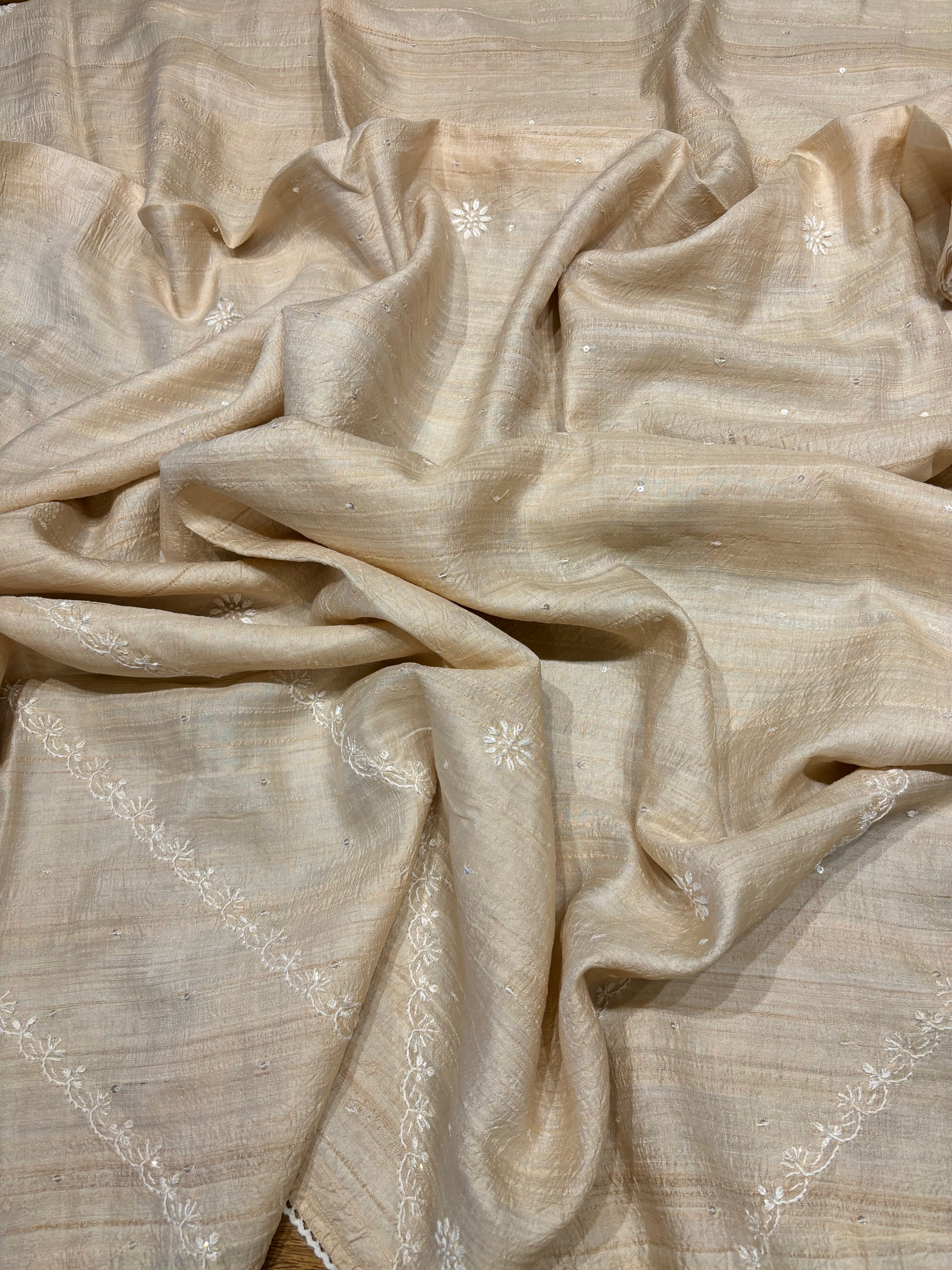 Dyeable Silk Chikankari Kurta and dupatta