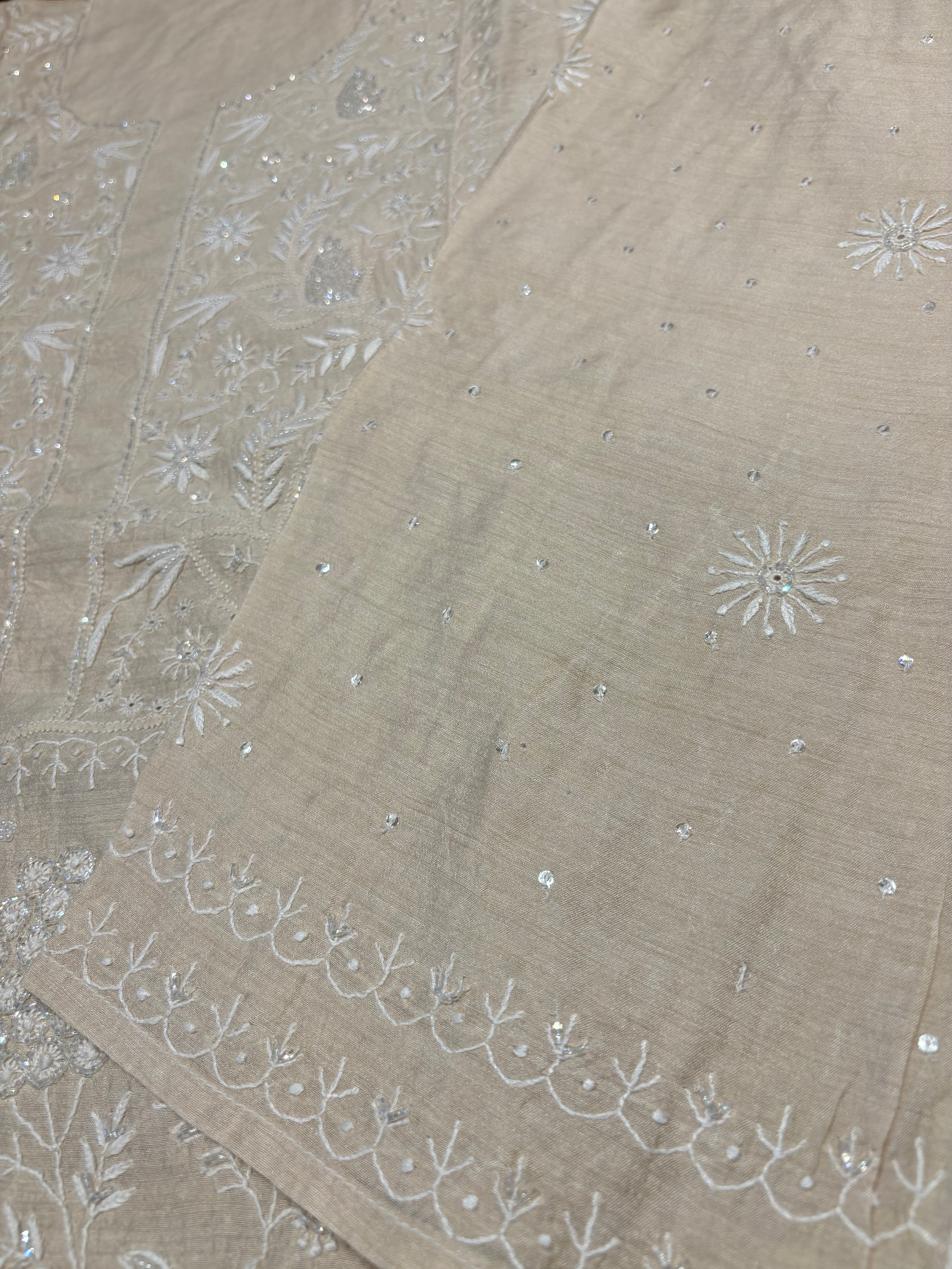 Dyeable Silk Chikankari Kurta and dupatta