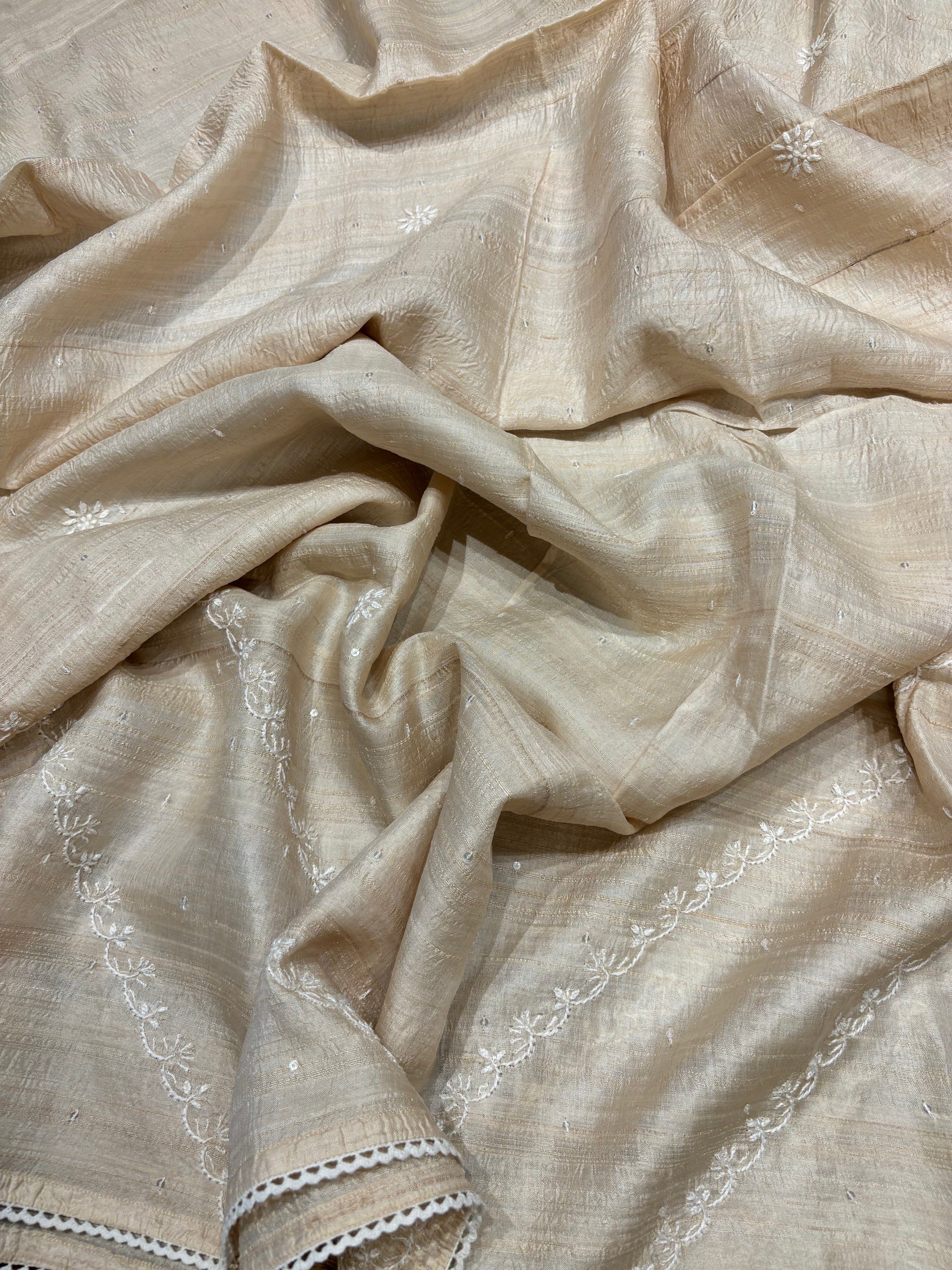 Dyeable Silk Chikankari Kurta and dupatta