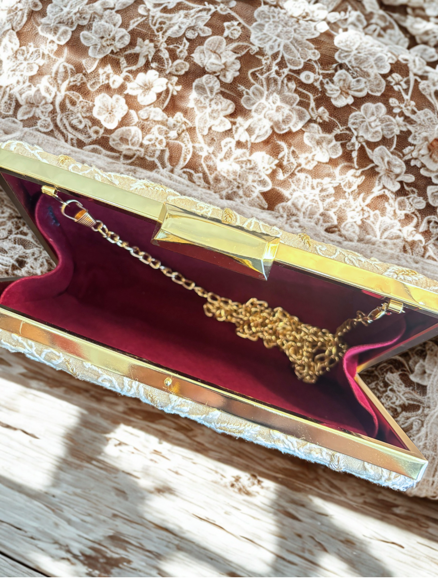 Beige Chikankari Clutch