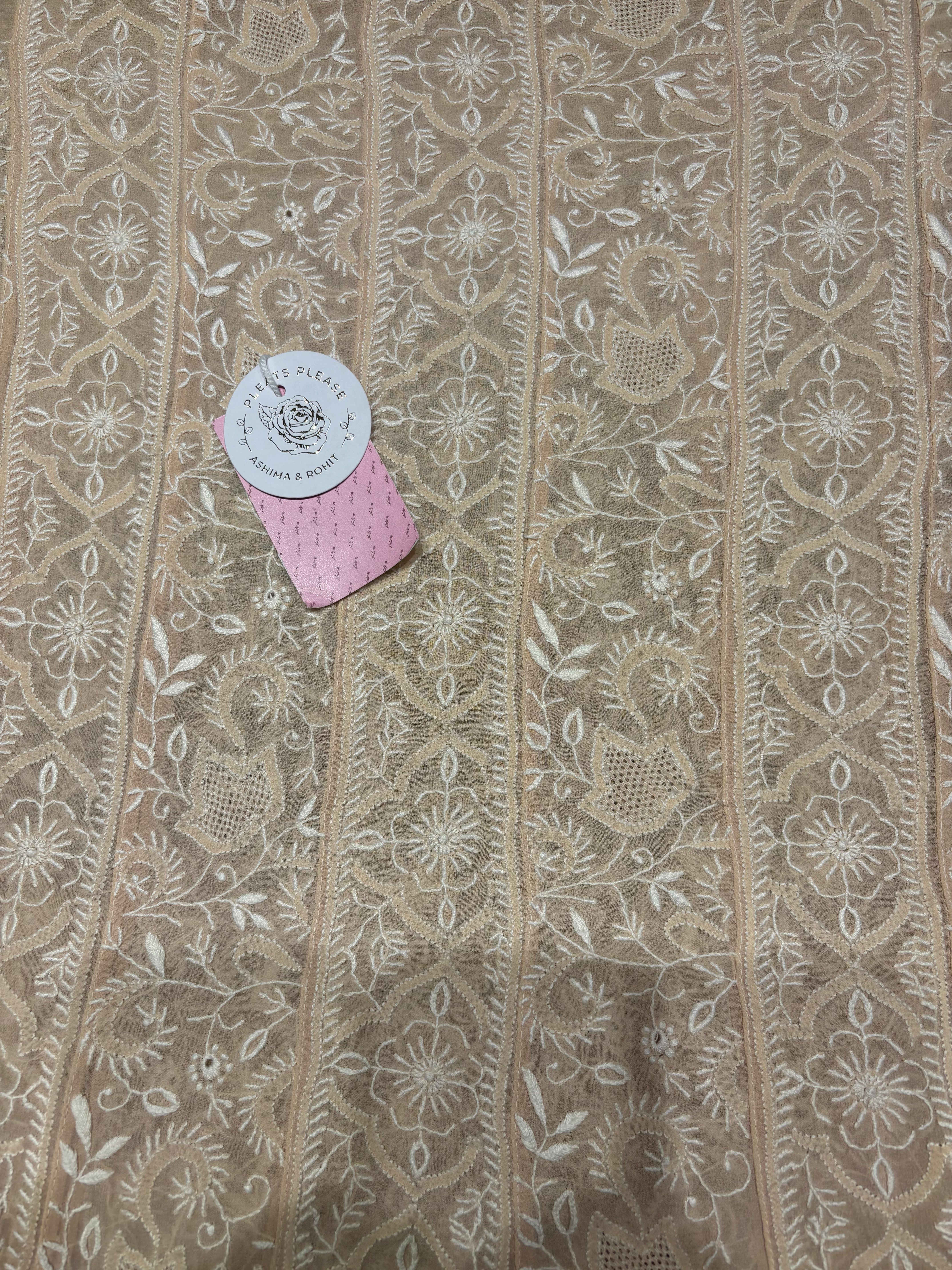 Peach Beige Pure & Premium Georgette Chikankari Anarkali & Dupatta