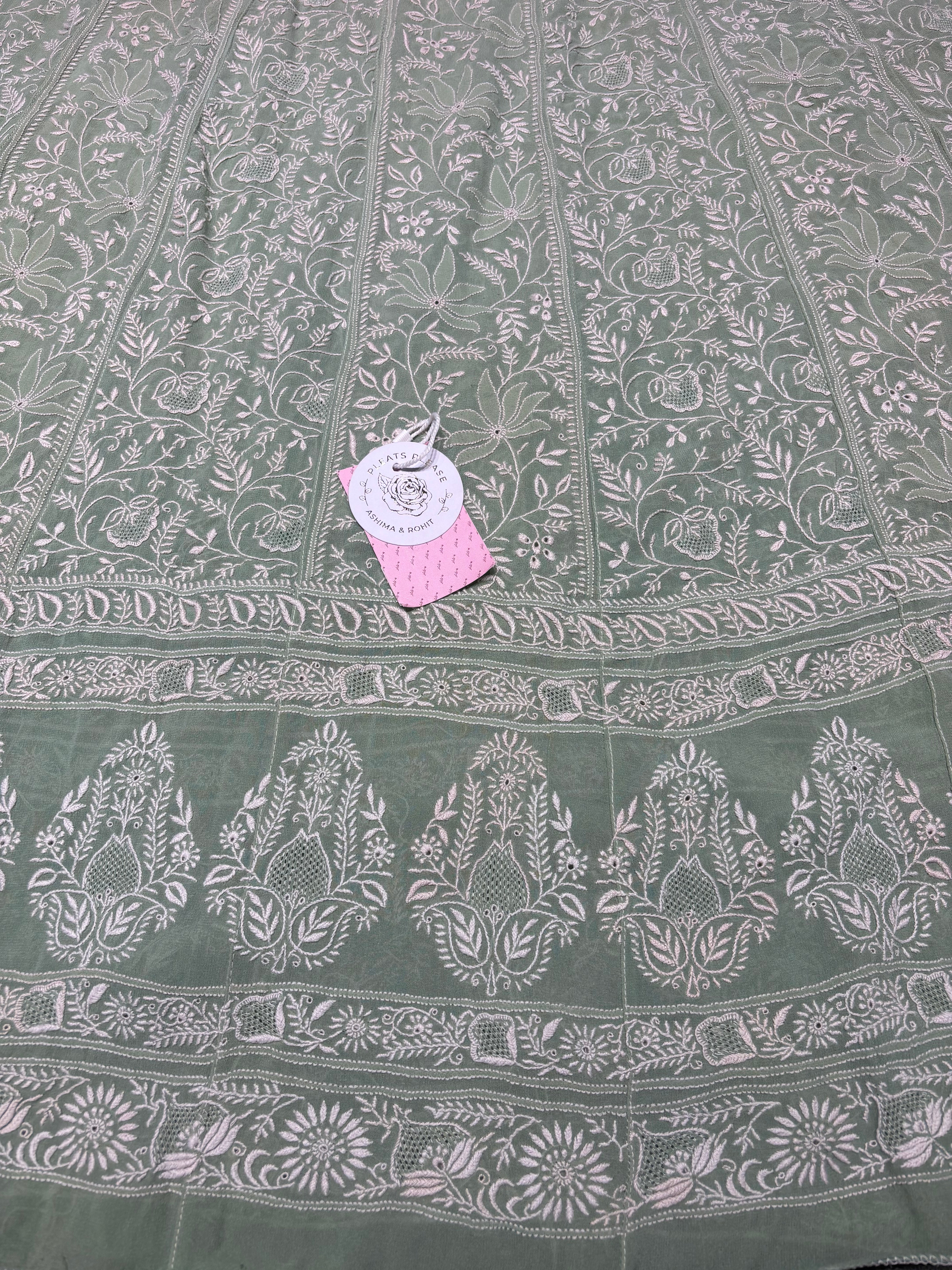 Green Ombre Pure & Premium Georgette Chikankari Anarkali & Dupatta