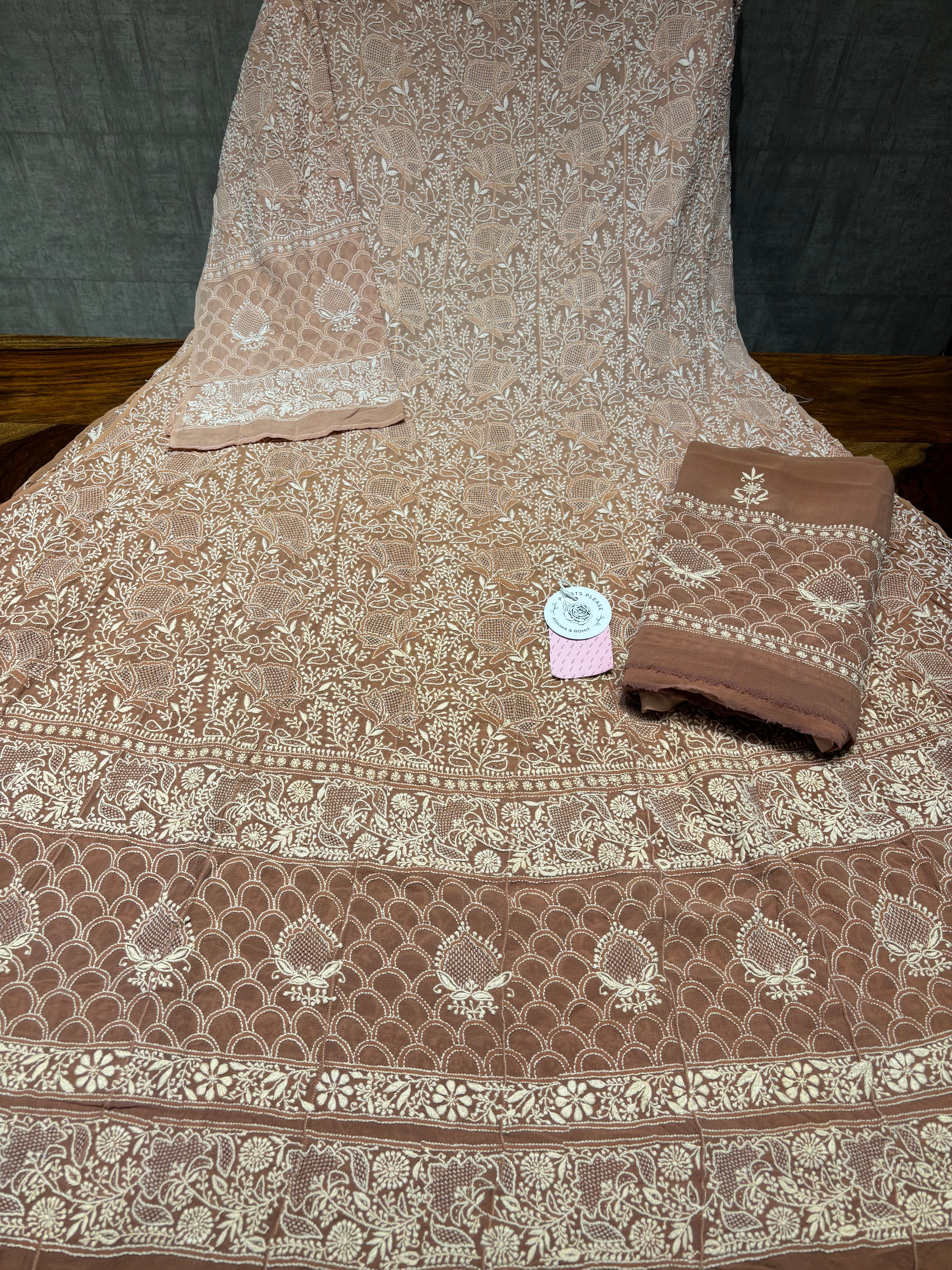 Garnet Ombre Pure & Premium Georgette Anarkali & Dupatta