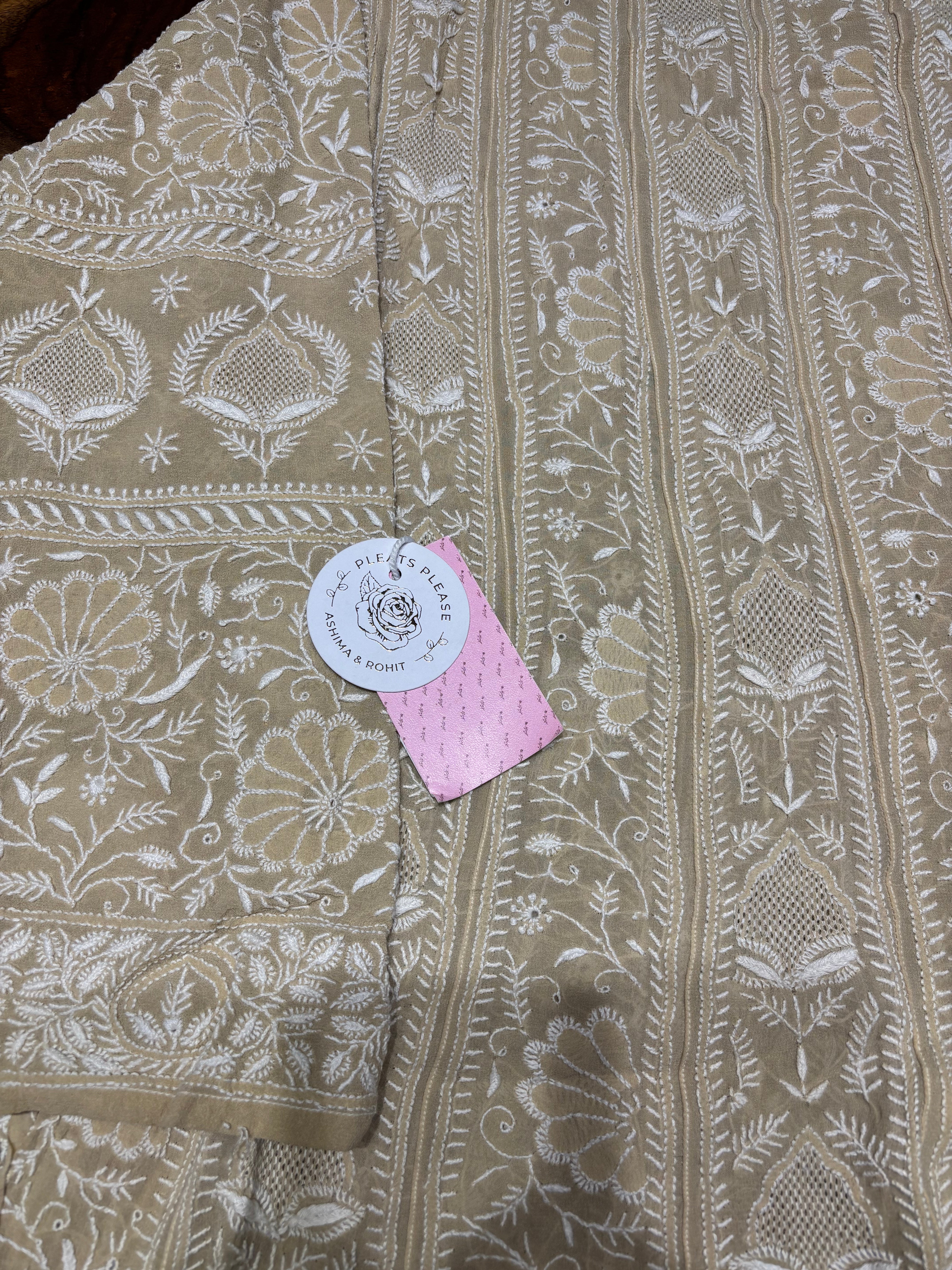 Coffee Beige Pure & Premium Georgette Chikankari Anarkali & Dupatta