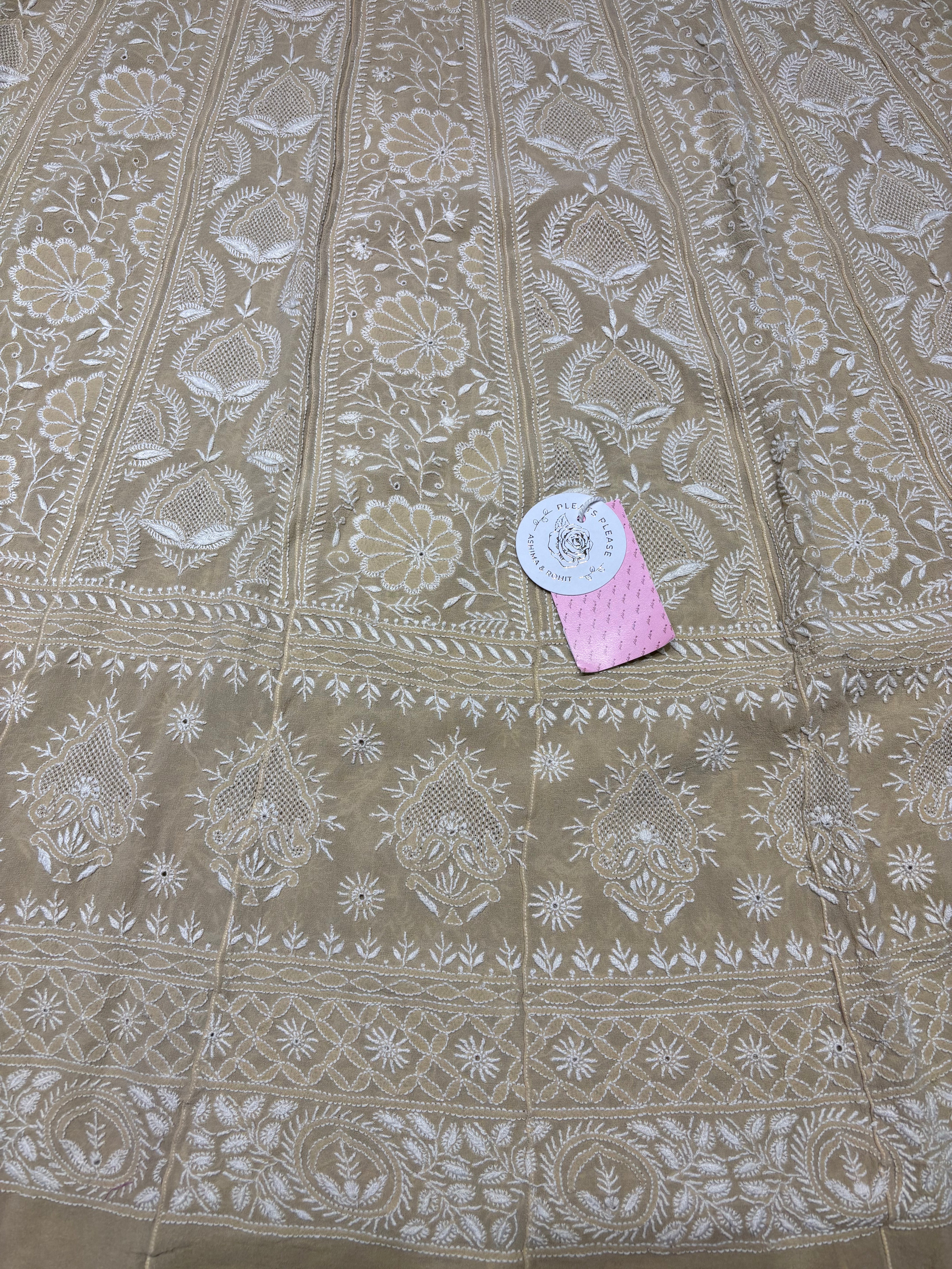 Coffee Beige Pure & Premium Georgette Chikankari Anarkali & Dupatta