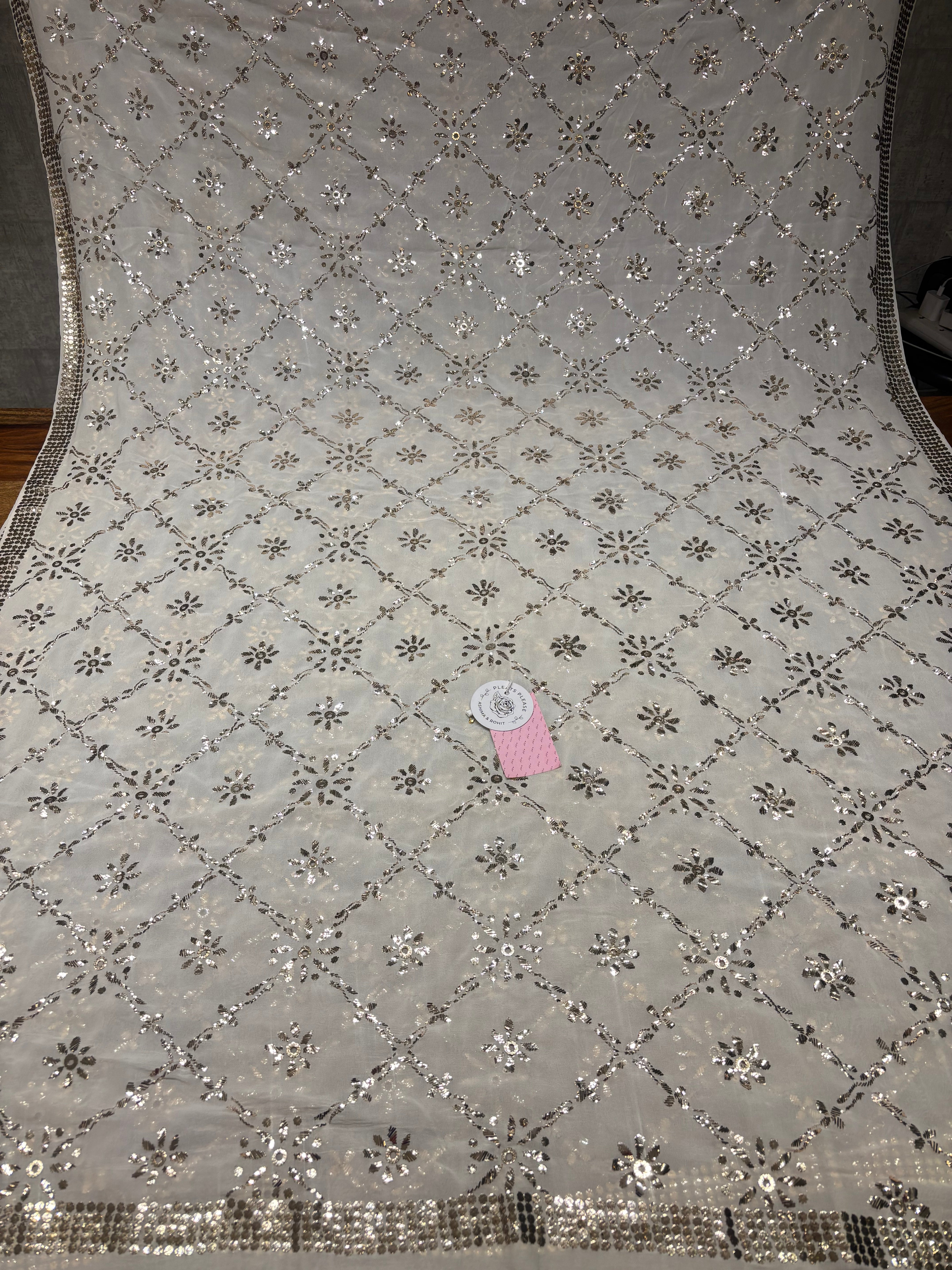 Dyeable Pure & Premium Georgette Mukaish Kurta & Chaddar Dupatta