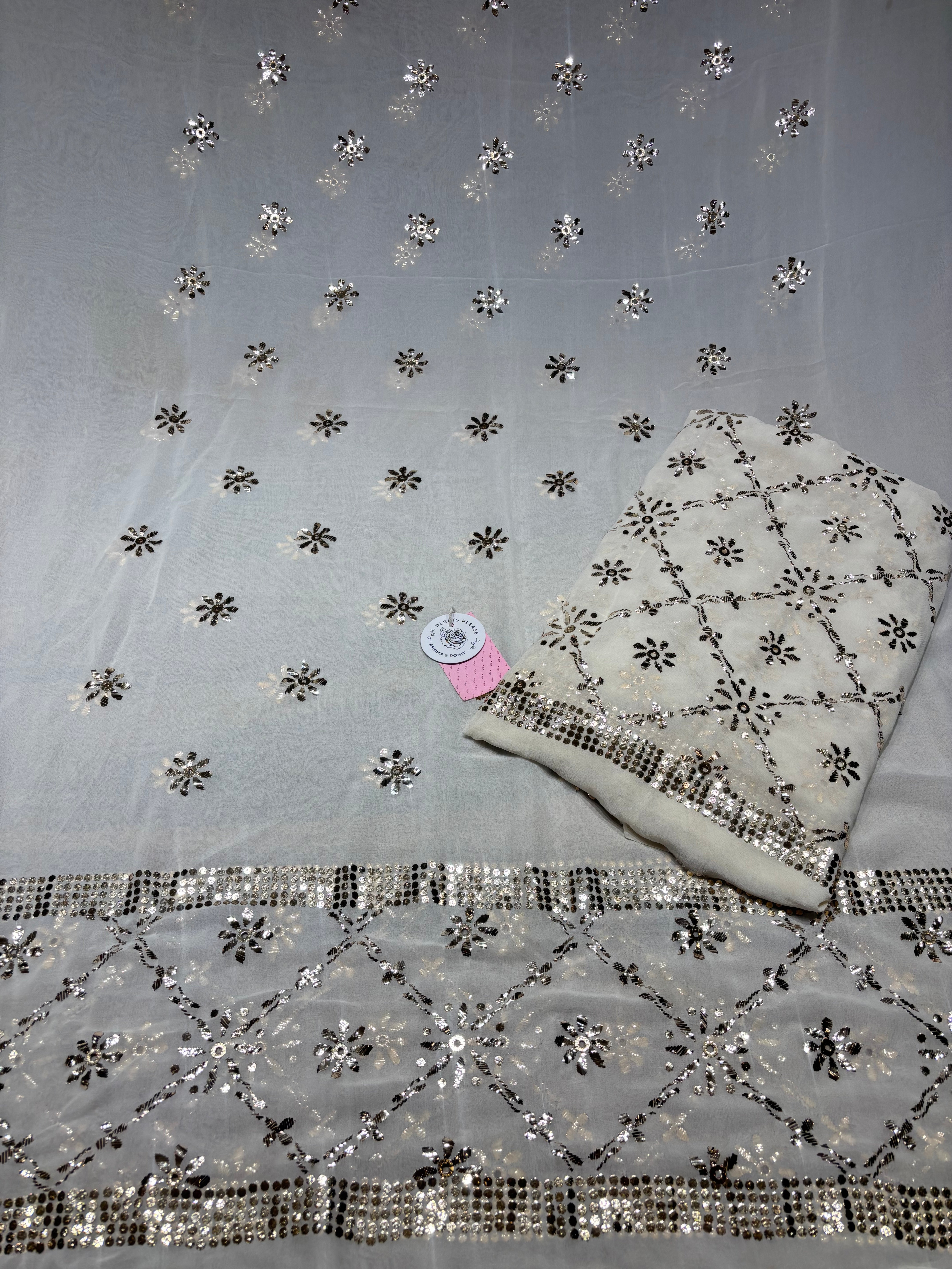 Dyeable Pure & Premium Georgette Mukaish Kurta & Chaddar Dupatta