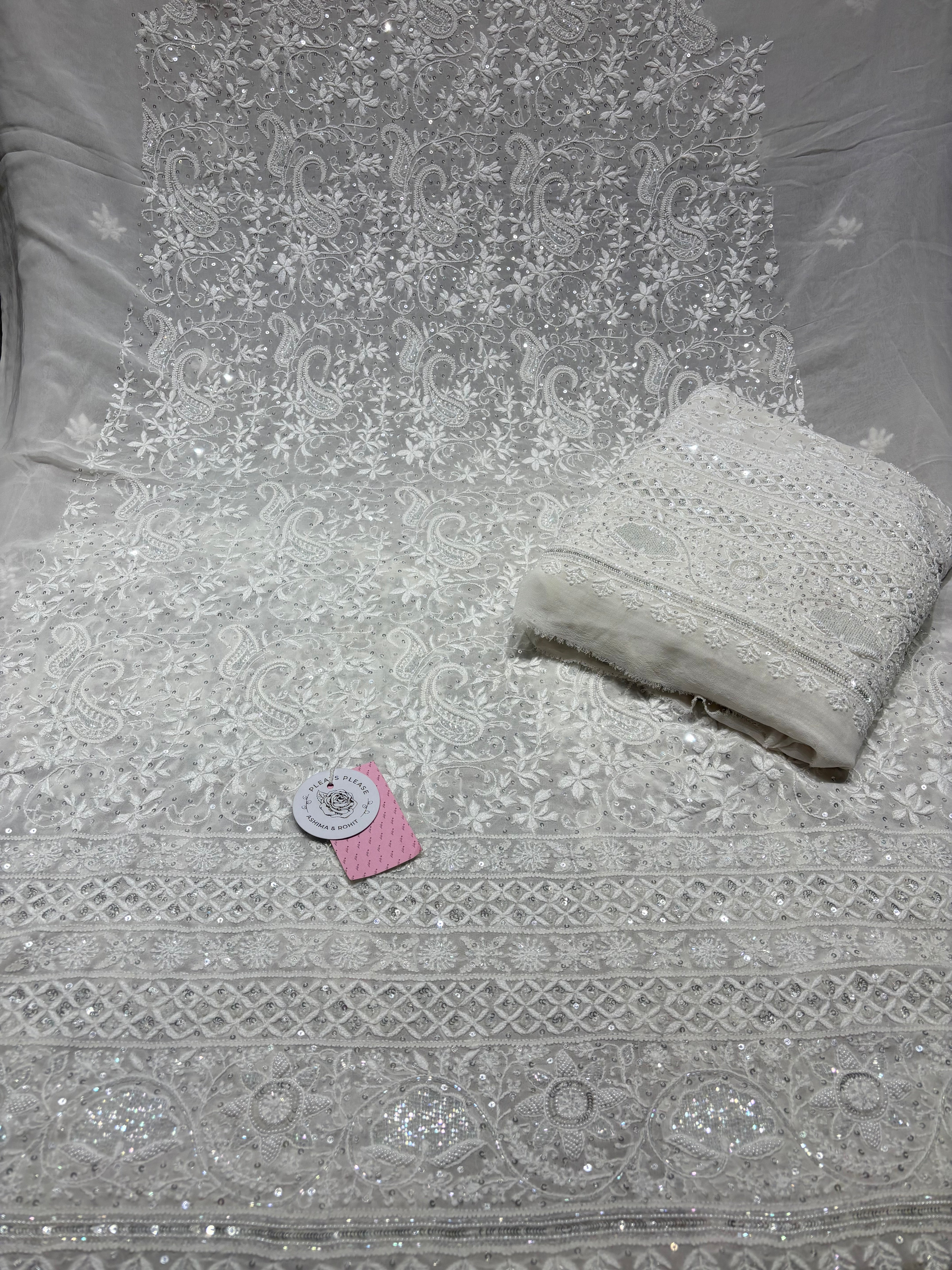 Dyeable Pure & Premium Georgette Chikankari Kurta & Chaddar Dupatta