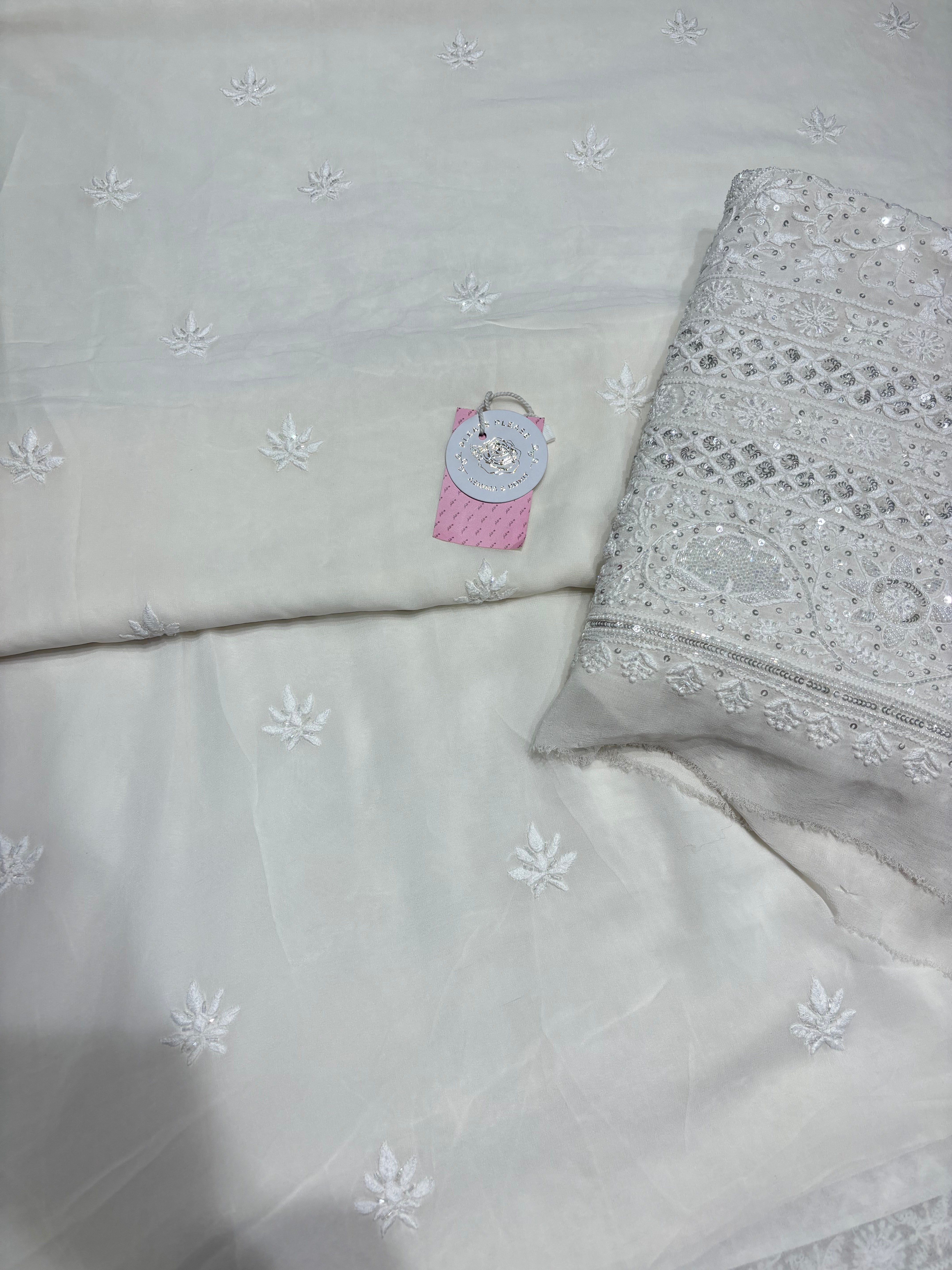 Dyeable Pure & Premium Georgette Chikankari Kurta & Chaddar Dupatta