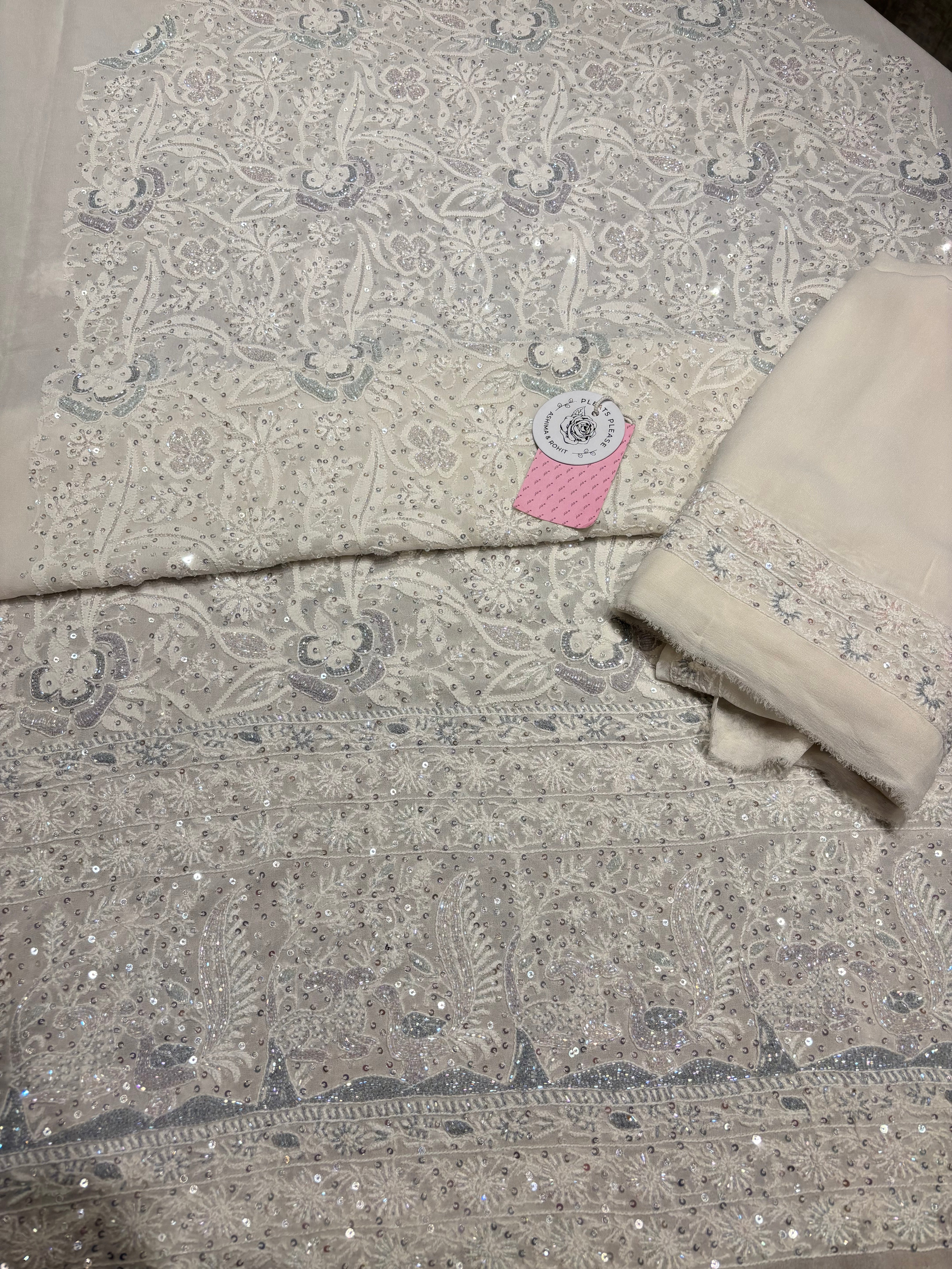 Dyeable Pure & Premium Georgette Chikankari Kurta & Dupatta