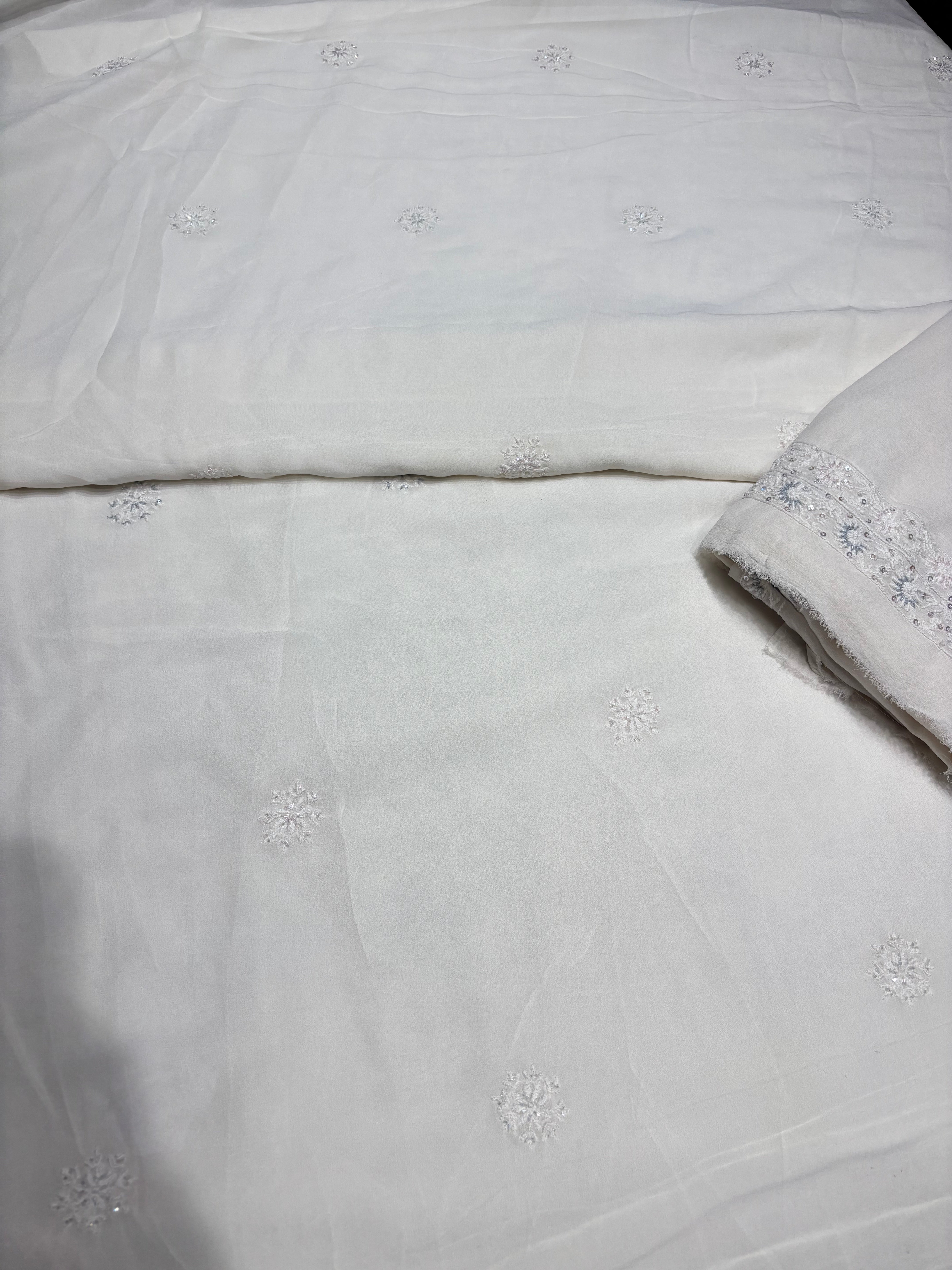 Dyeable Pure & Premium Georgette Chikankari Kurta & Dupatta