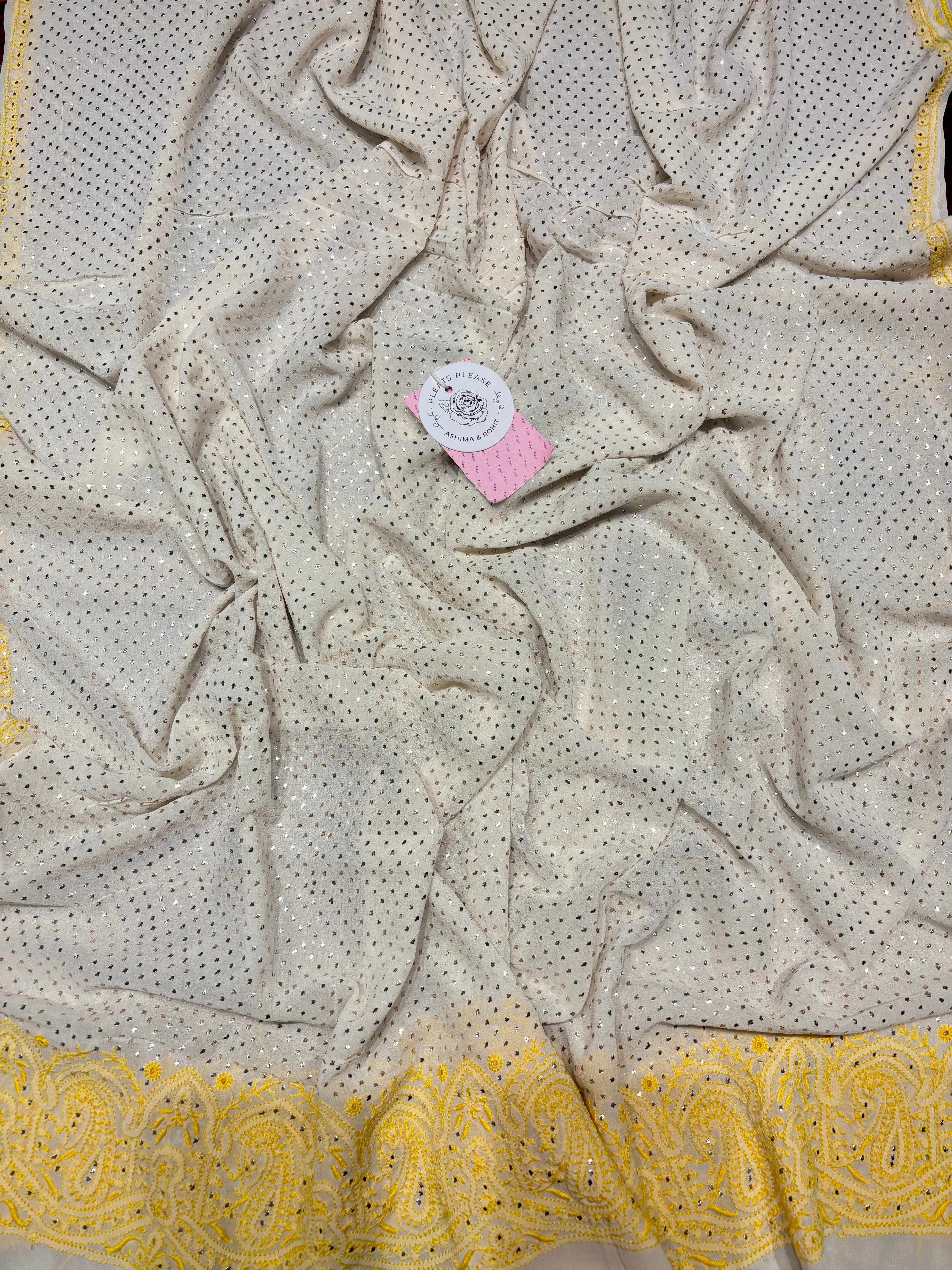 Dyeable Pure Georgette Chikan Mukaish Kurta & Dupatta