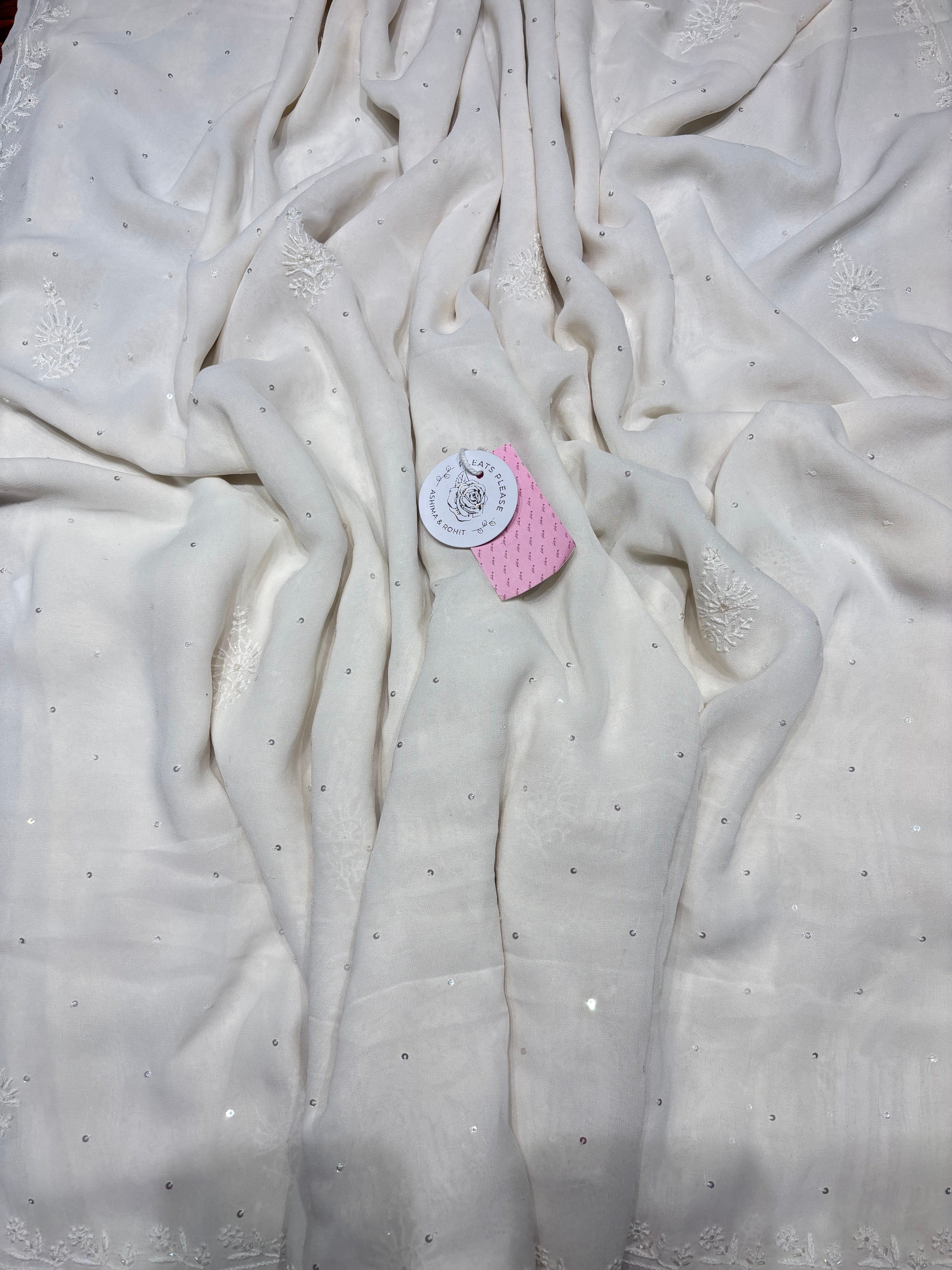 Dyeable Pure Georgette Chikankari Kurta & Dupatta