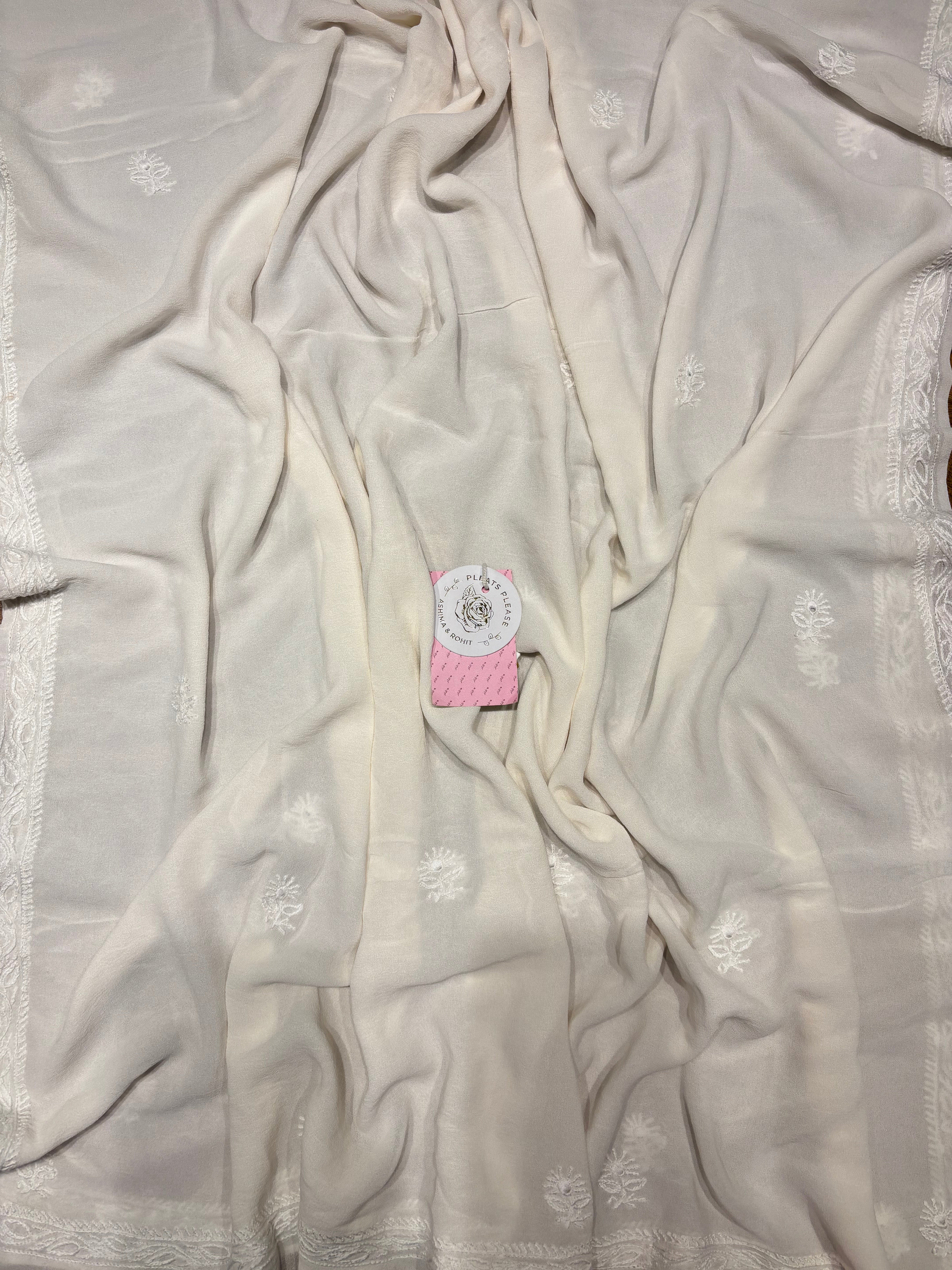 Dyeable Pure Georgette Chikankari Kurta & Dupatta