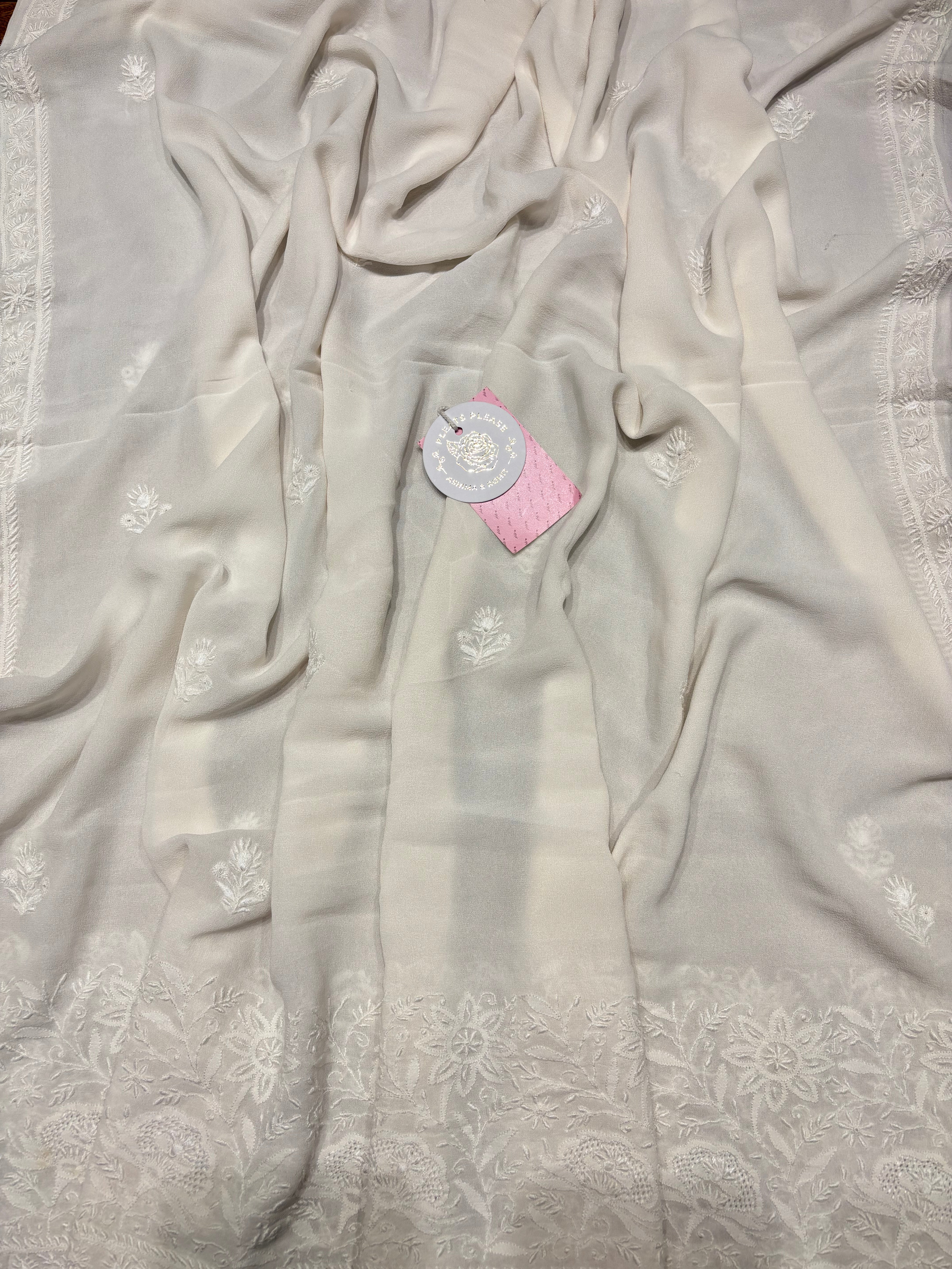 Dyeable Pure Georgette Chikankari Kurta & Dupatta