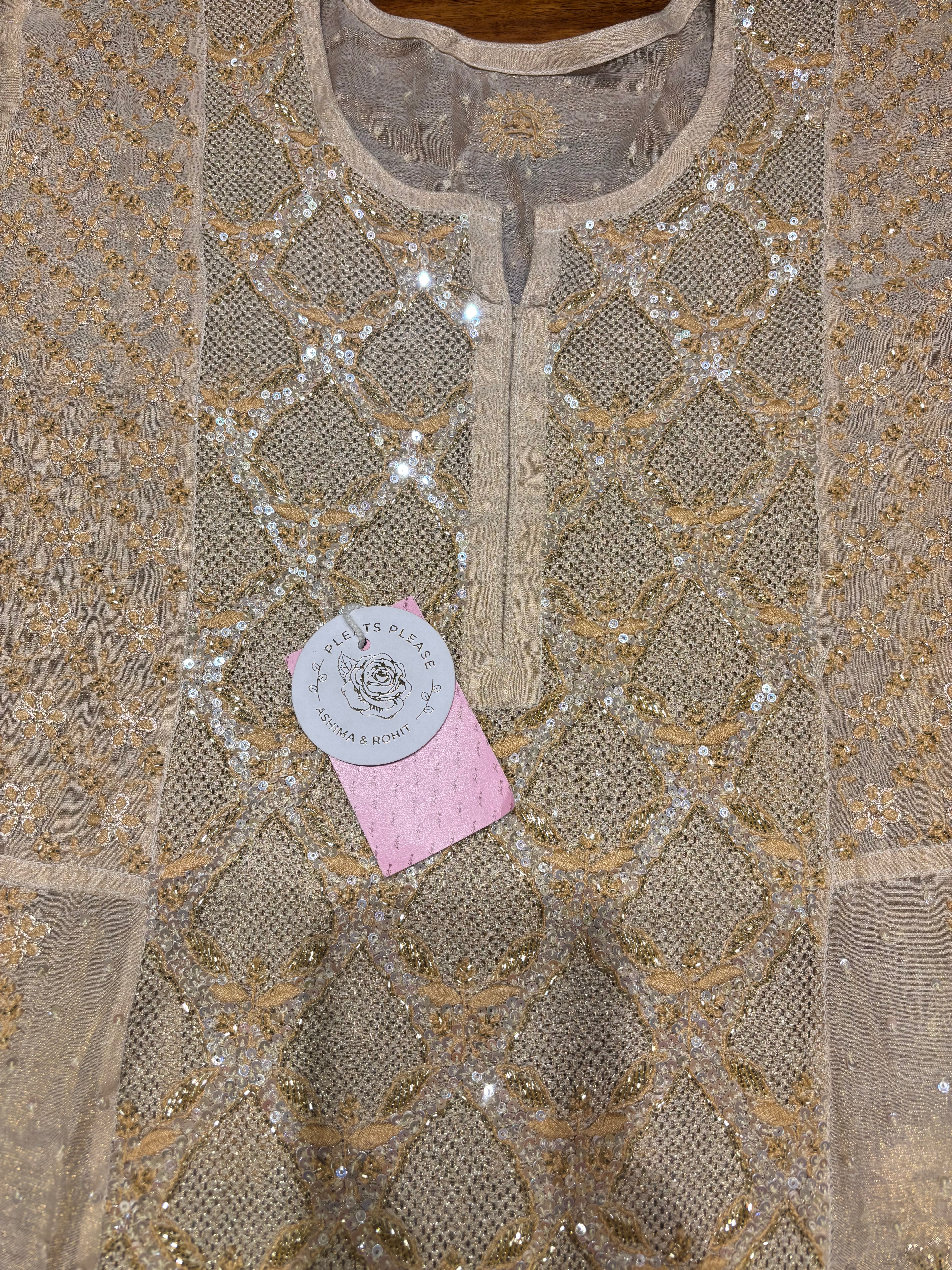 Dyeable Natural Tissue Chikankari Anarkali and Dupatta