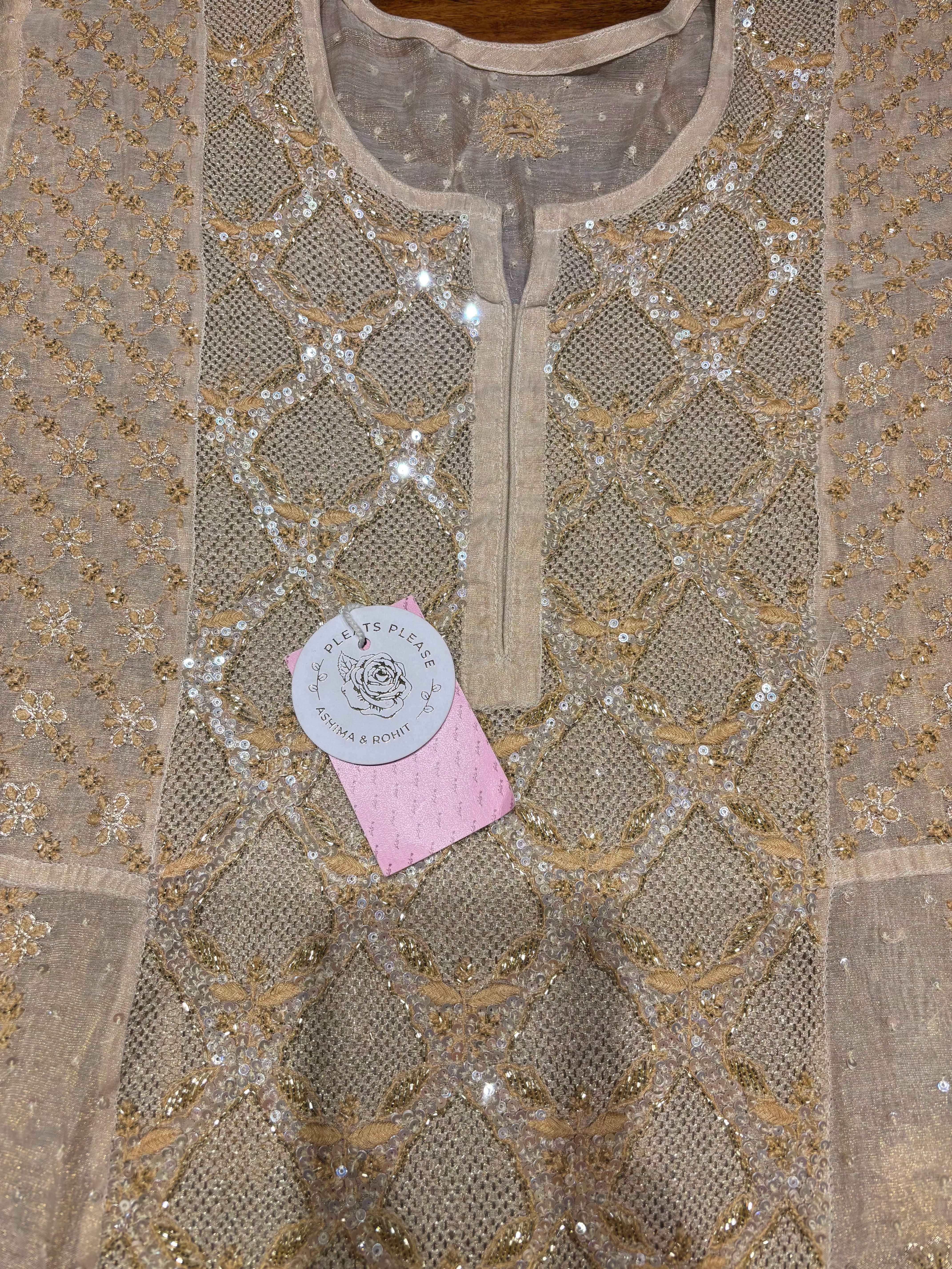 Dyeable Natural Tissue Chikankari Anarkali and Dupatta - Pleats PleaseChikankari