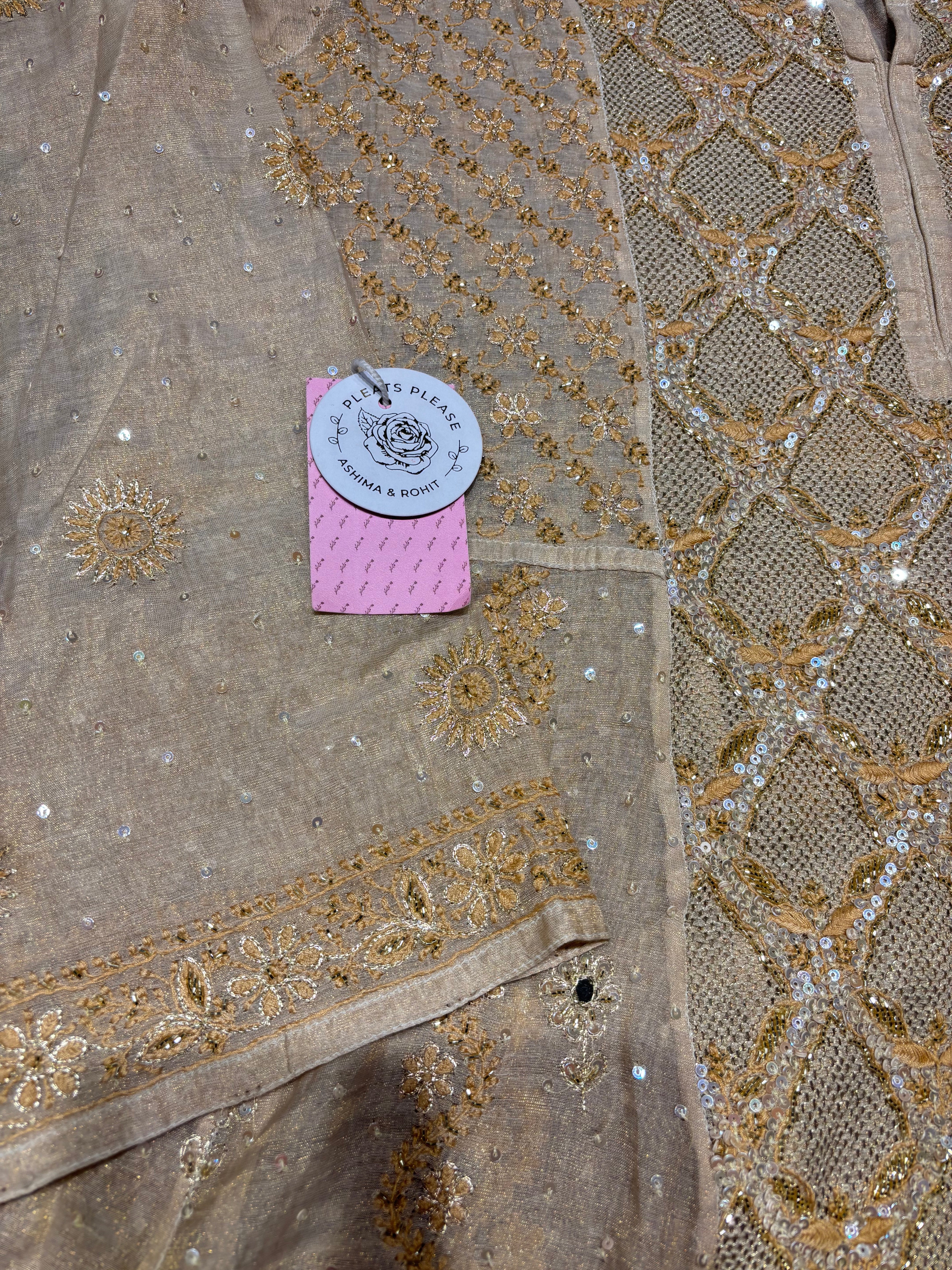 Dyeable Natural Tissue Chikankari Anarkali and Dupatta