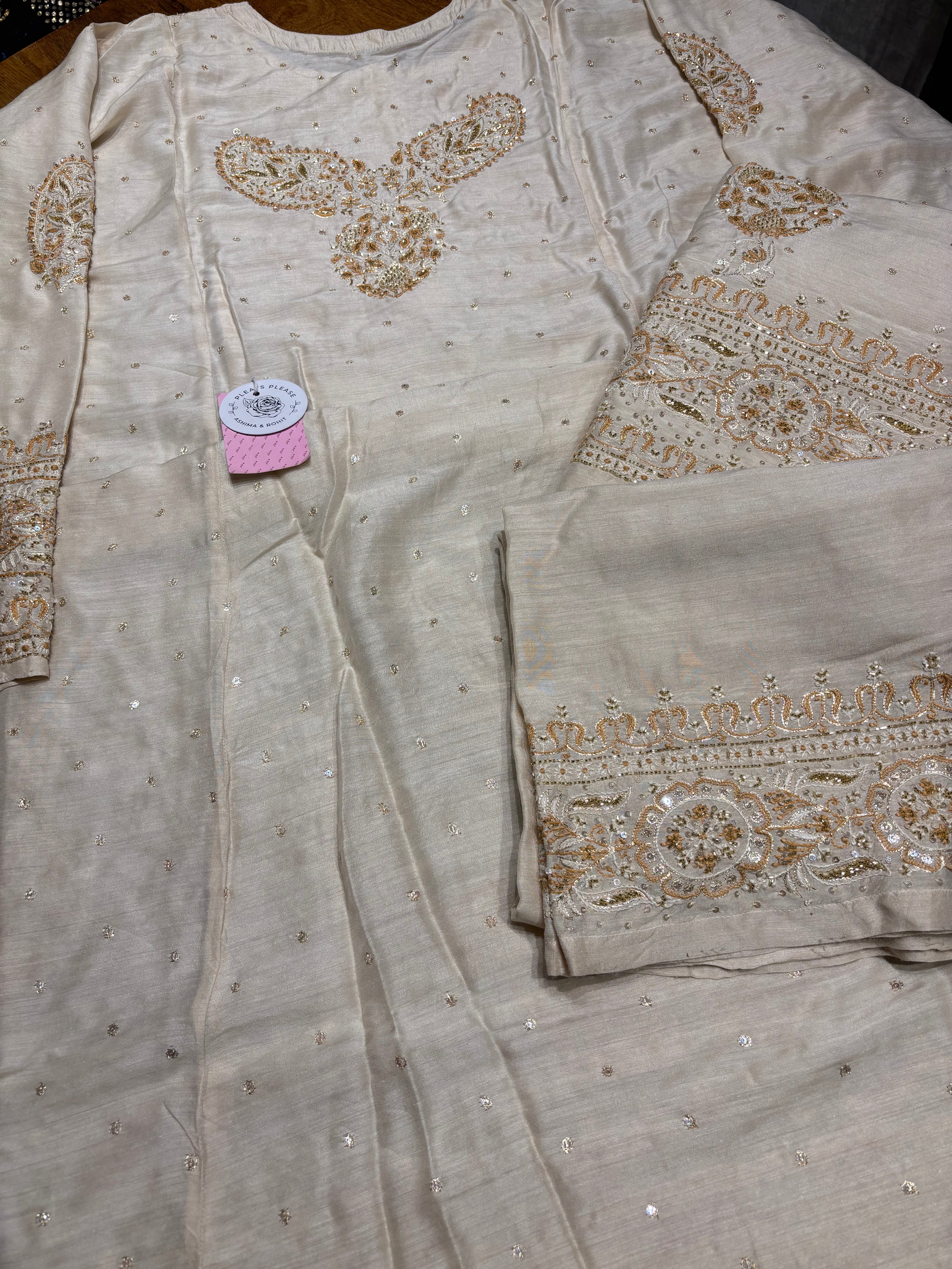 Dyeable Pure & Premium Munga Silk Chikankari A line Anarkali ,Dupatta & Bottom