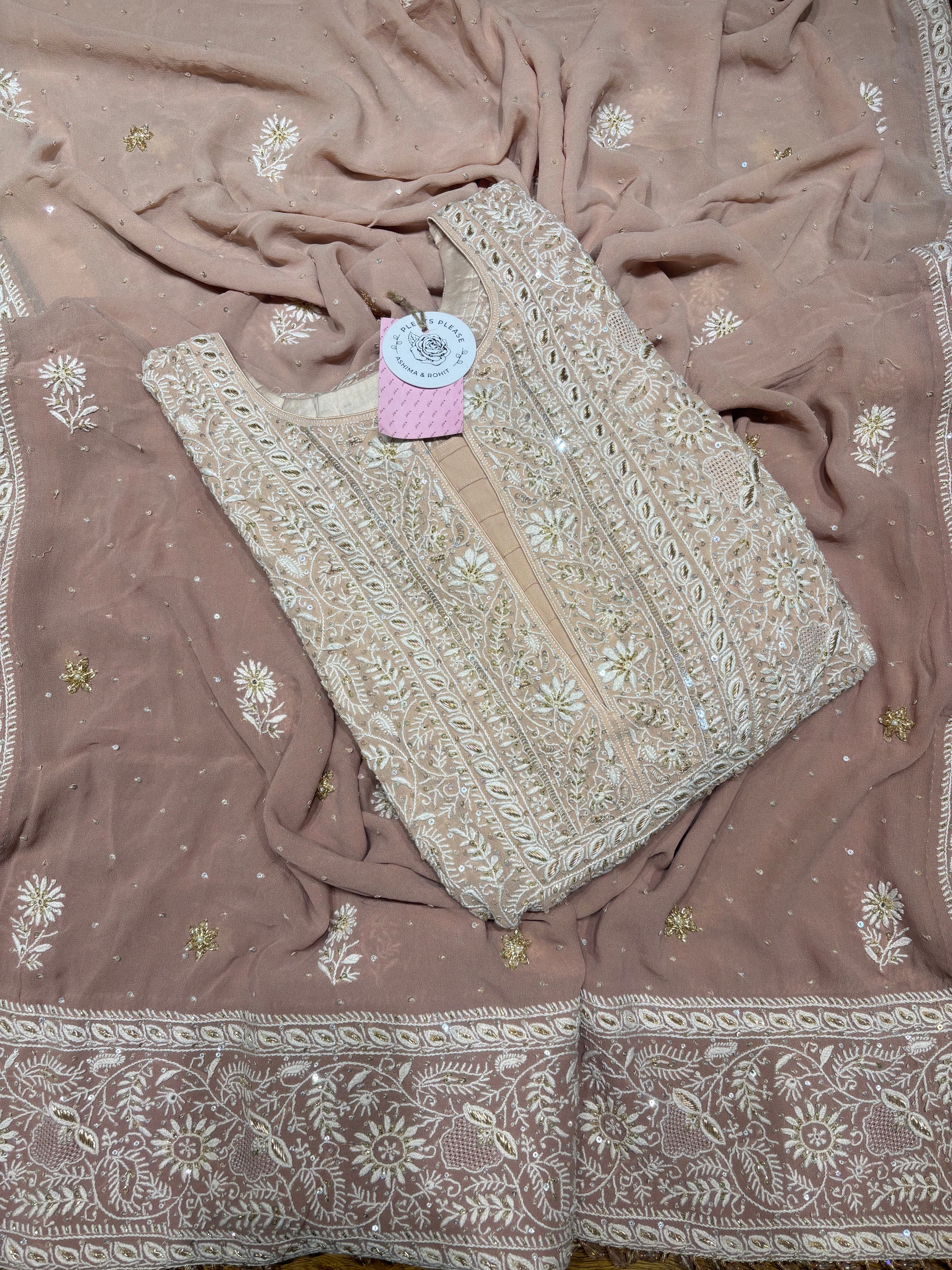 Dusty Rose Ombre Pure & Premium Georgette Kurta & Dupatta