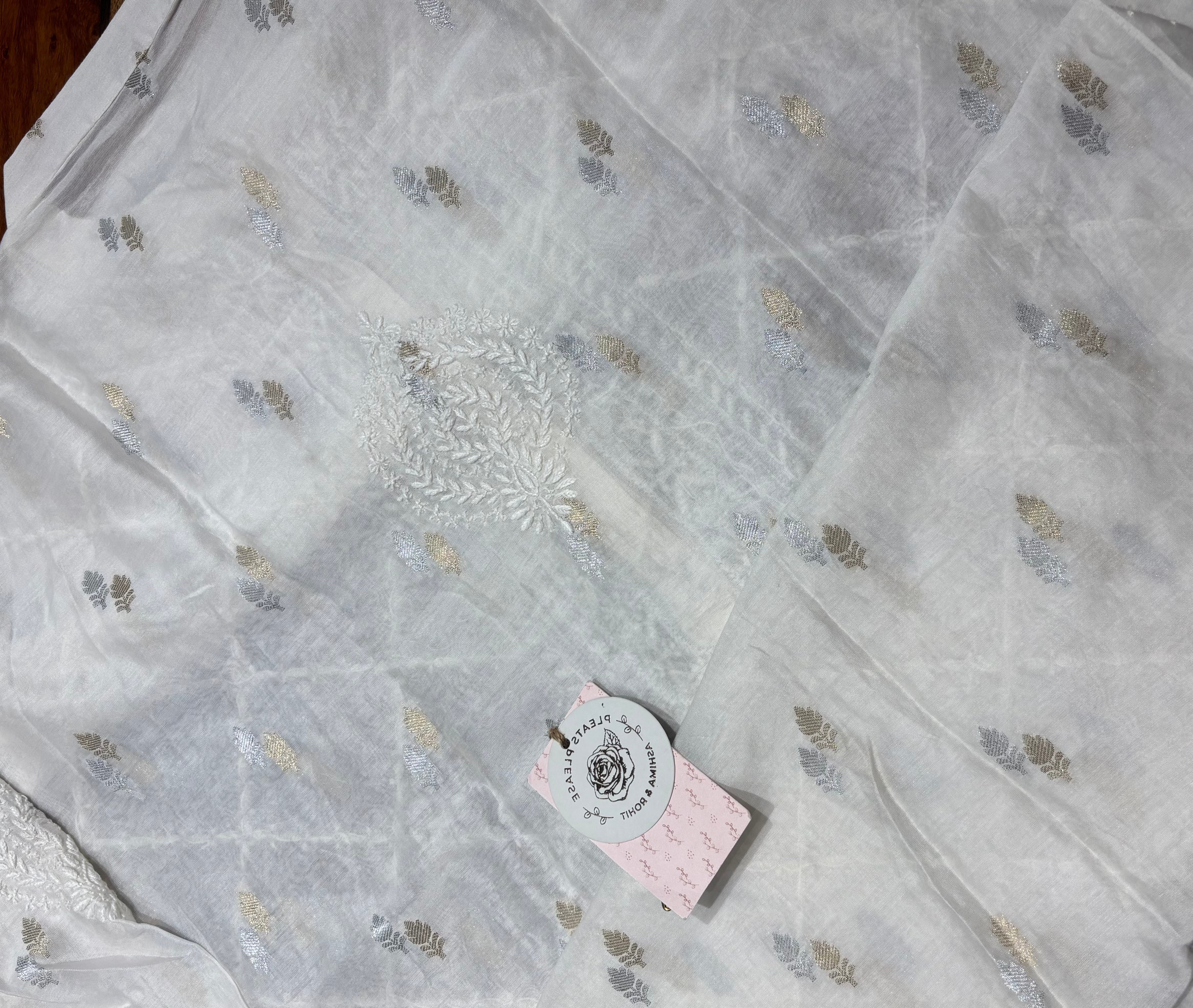 Dyeable Chanderi Silk Chikankari Men’s Kurta