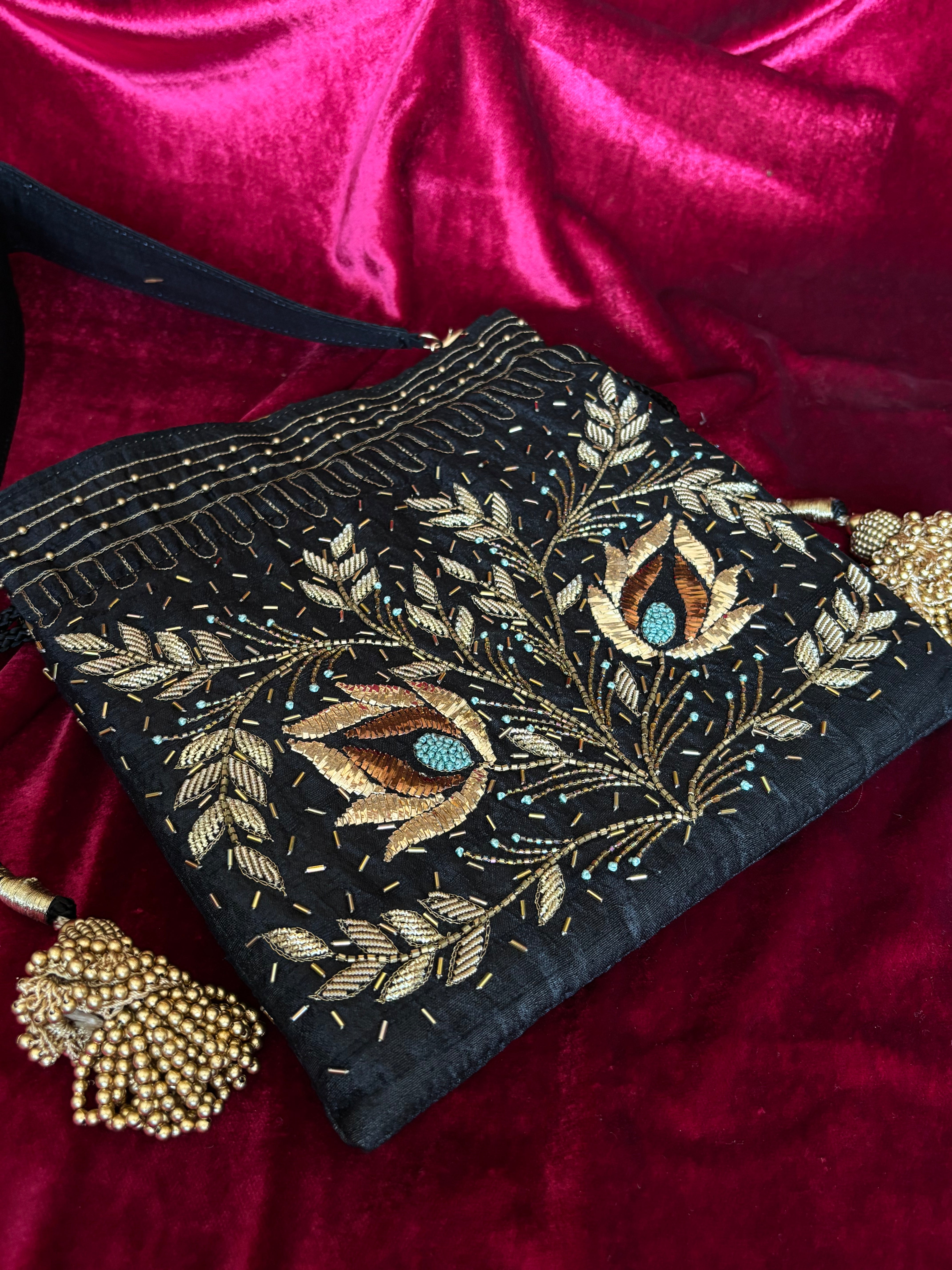 Black Zardozi & Mukaish Potli